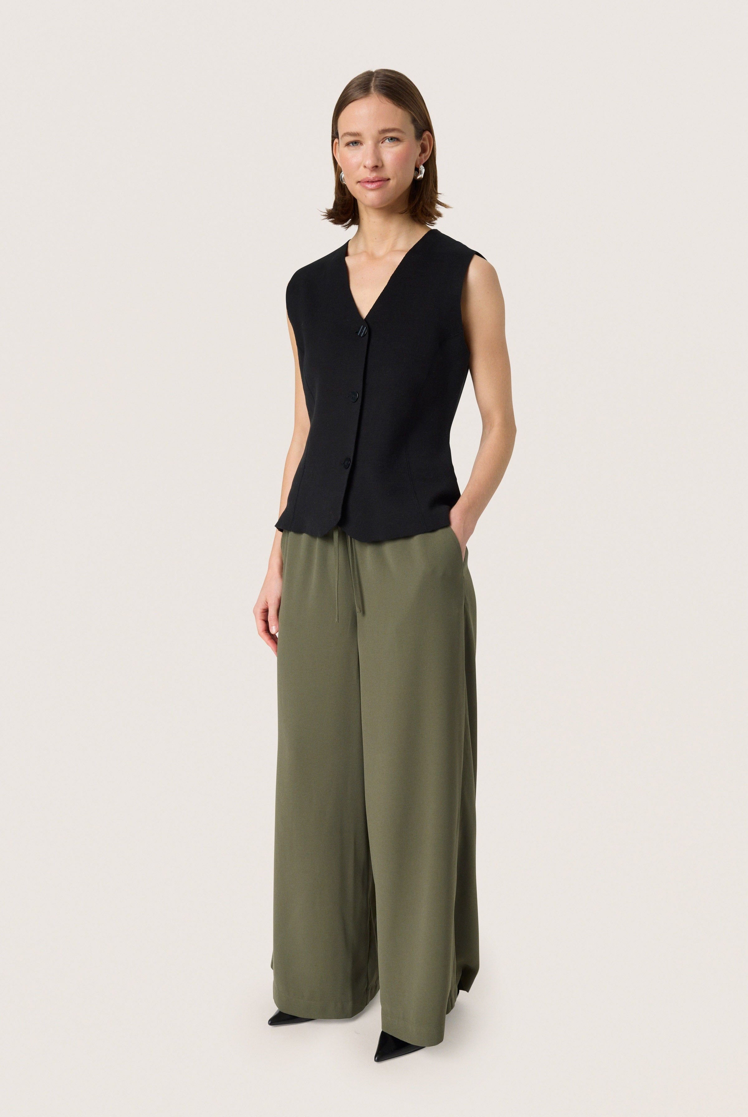 Soaked in Luxury Shirley Wide Leg Trousers - Grape Leaf