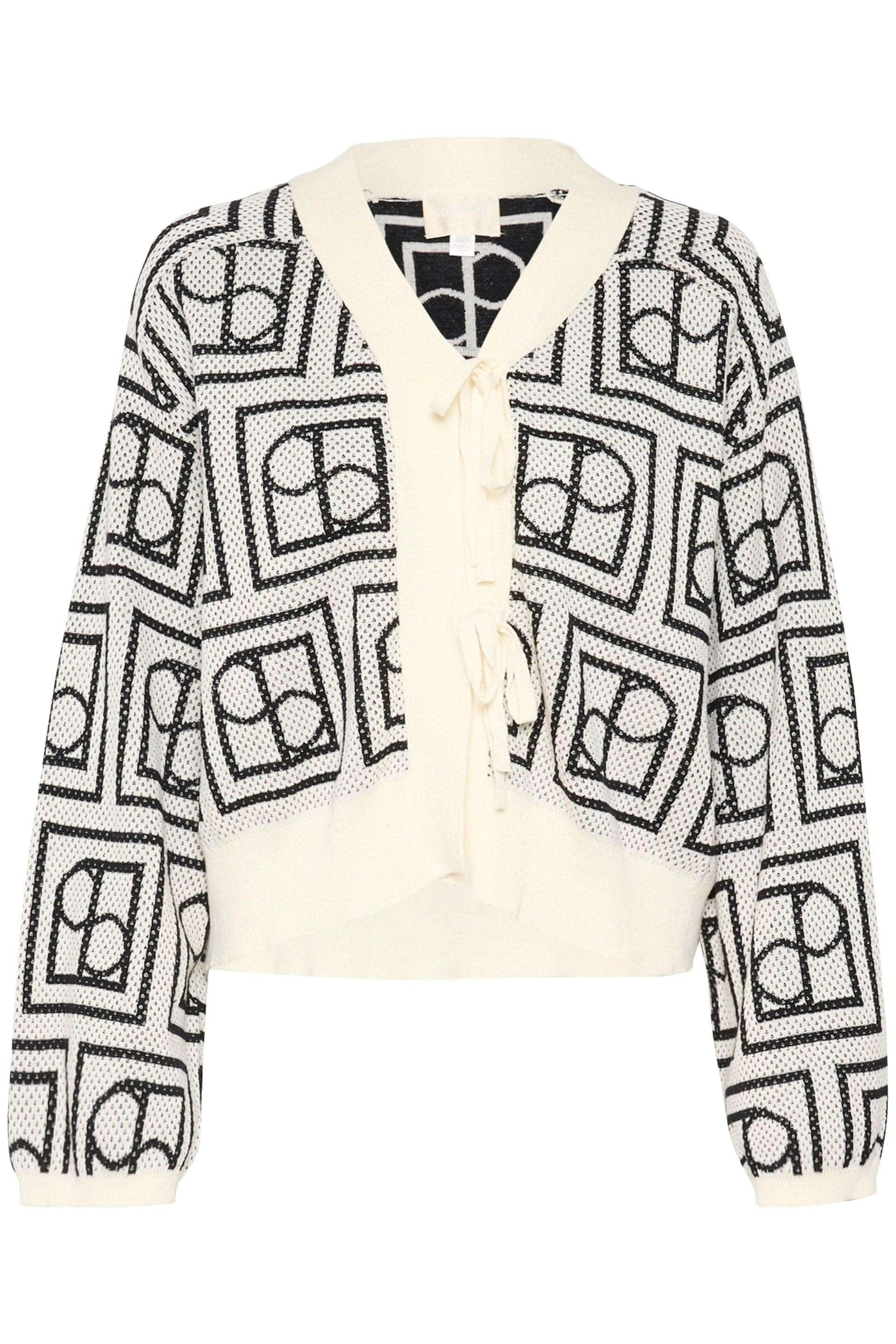 Soaked in Luxury Shonda Cardigan - White and Black Monogram