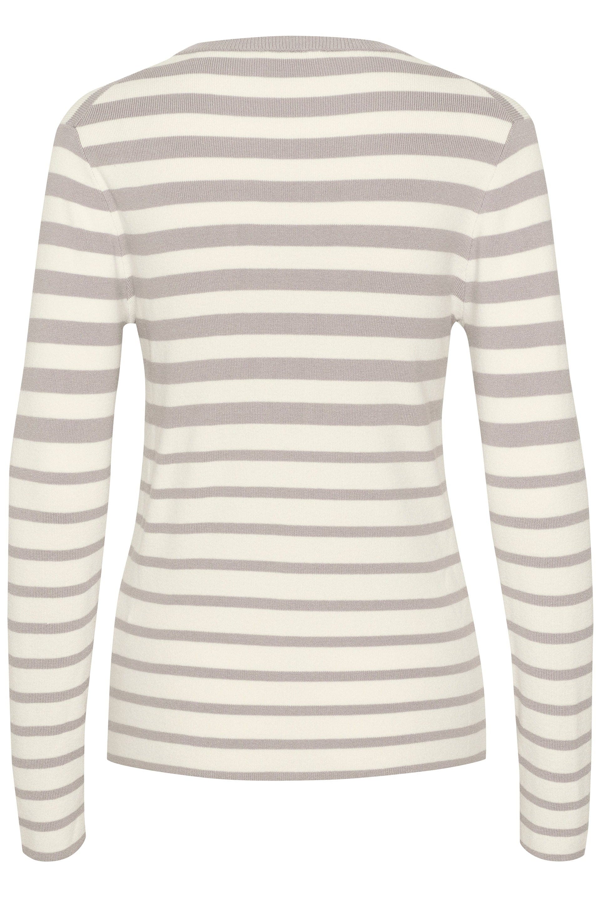 Soaked in Luxury Spina Striped Crew Neck Jumper - Porpoise and White Stripe
