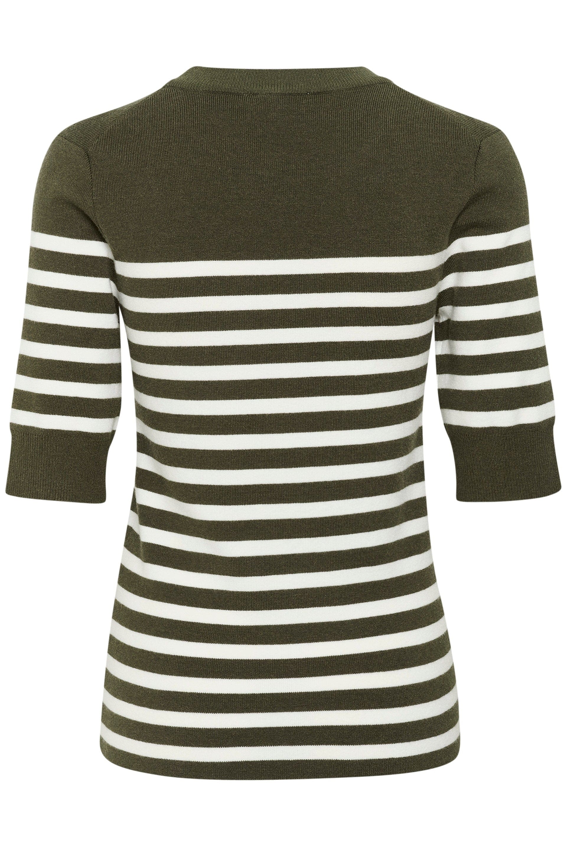 Soaked in Luxury Spina Striped Knitted T-Shirt - Grape Leaf/White Stripe