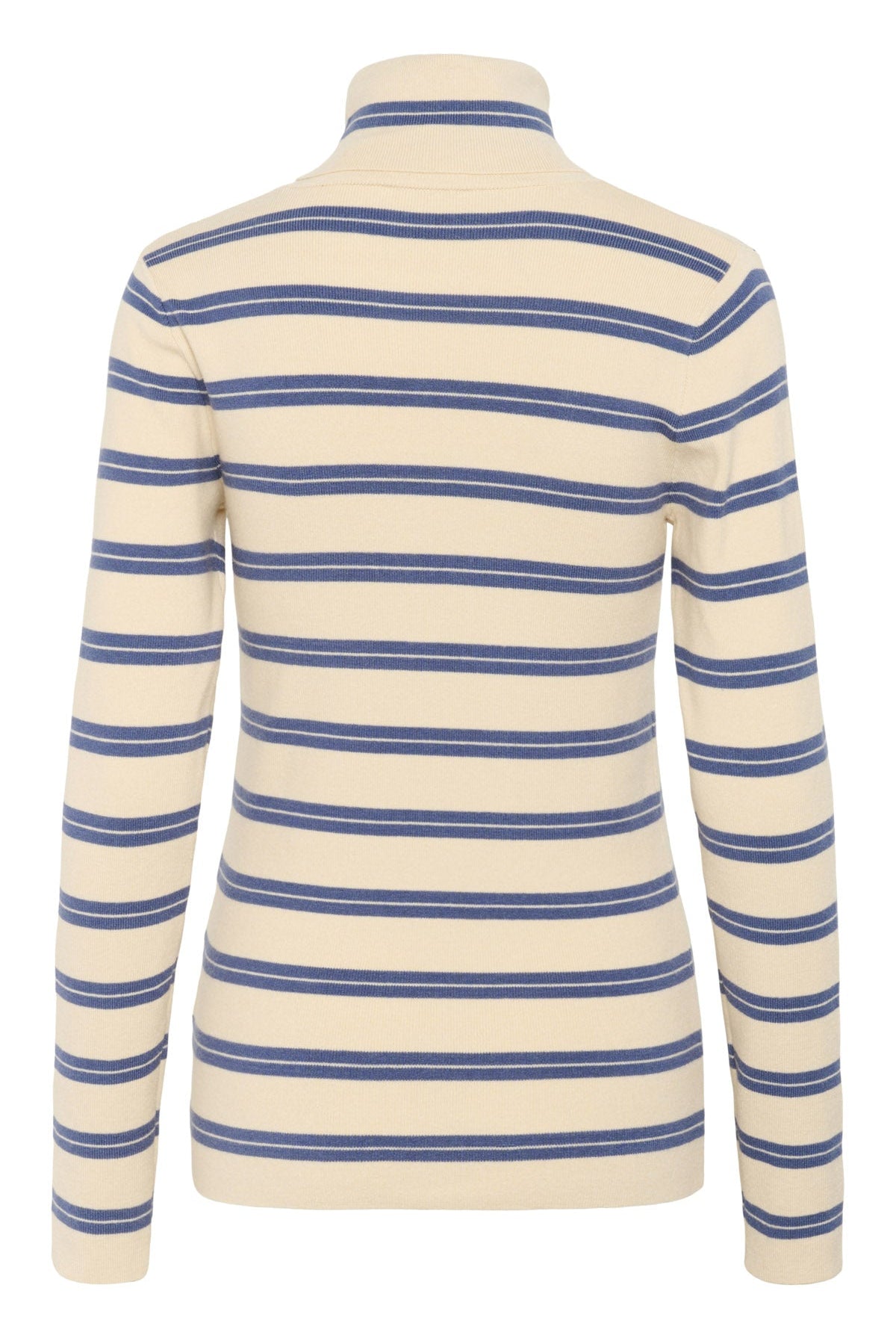 Soaked in Luxury Spina Striped Rollneck - Sandshell with Bijou Blue