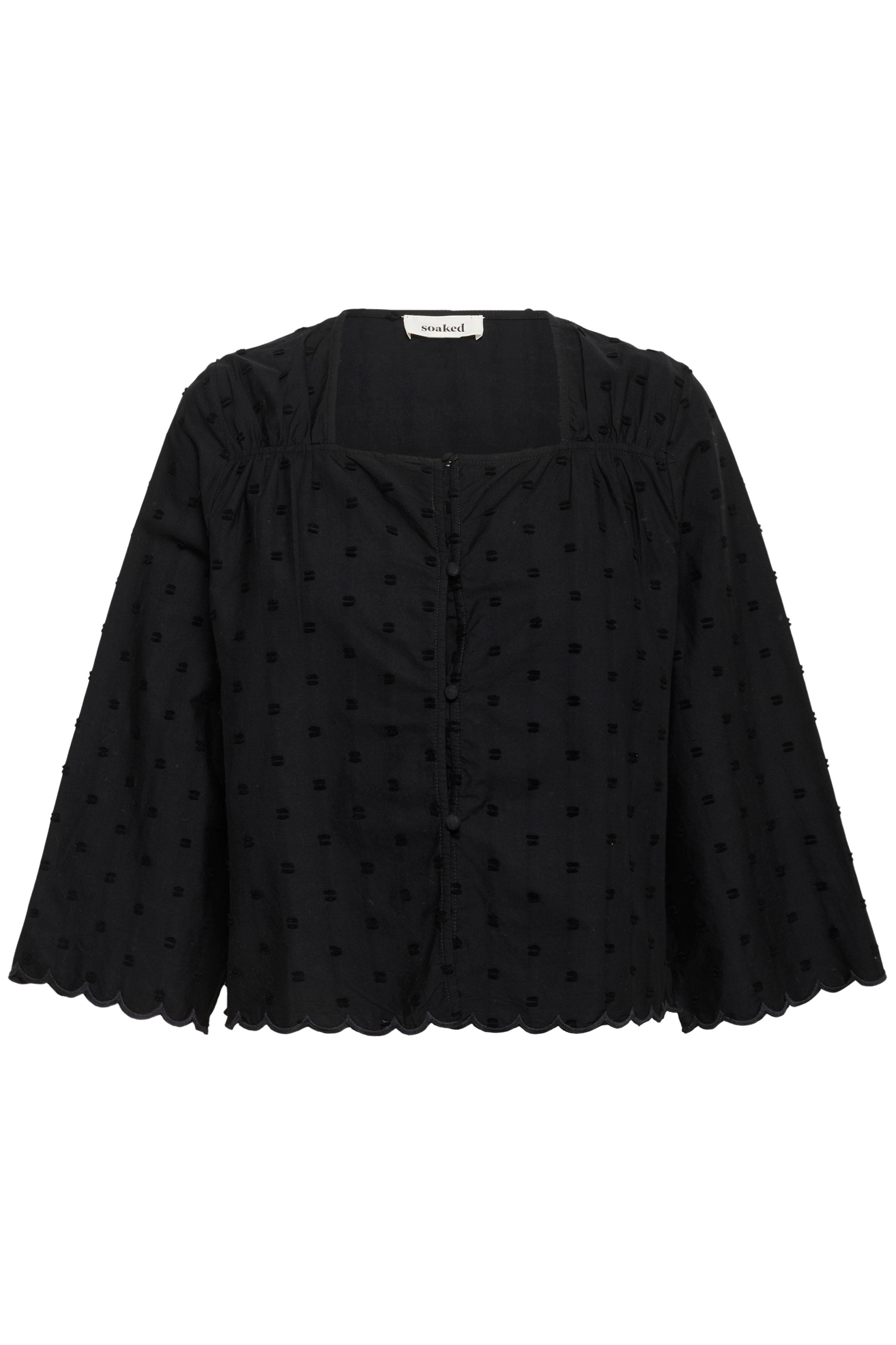 Soaked in Luxury Sunela Dobby Detail Blouse - Black