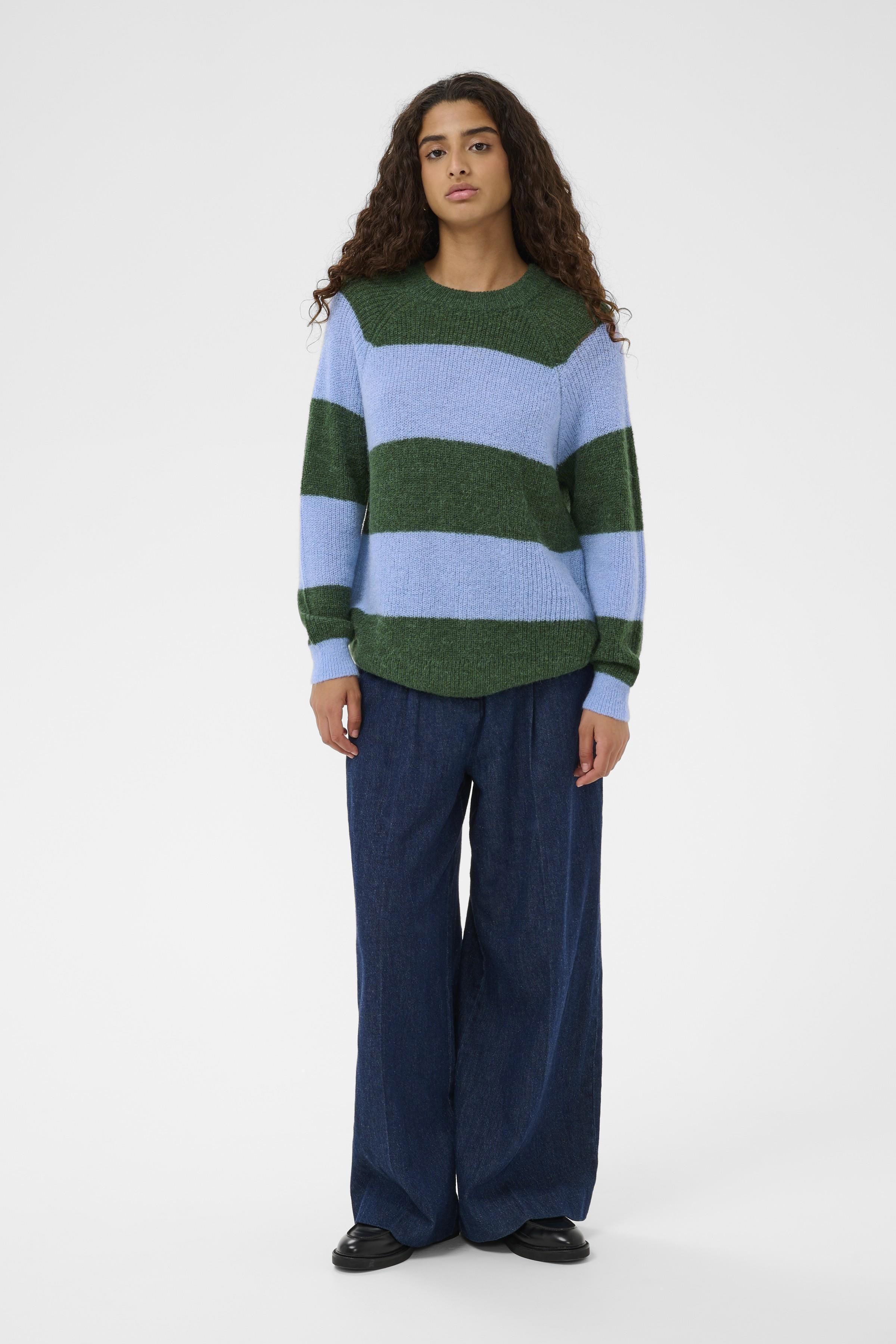 Soaked in Luxury Tuesday Wool Blend Jumper - Green/Hydrangea Stripe