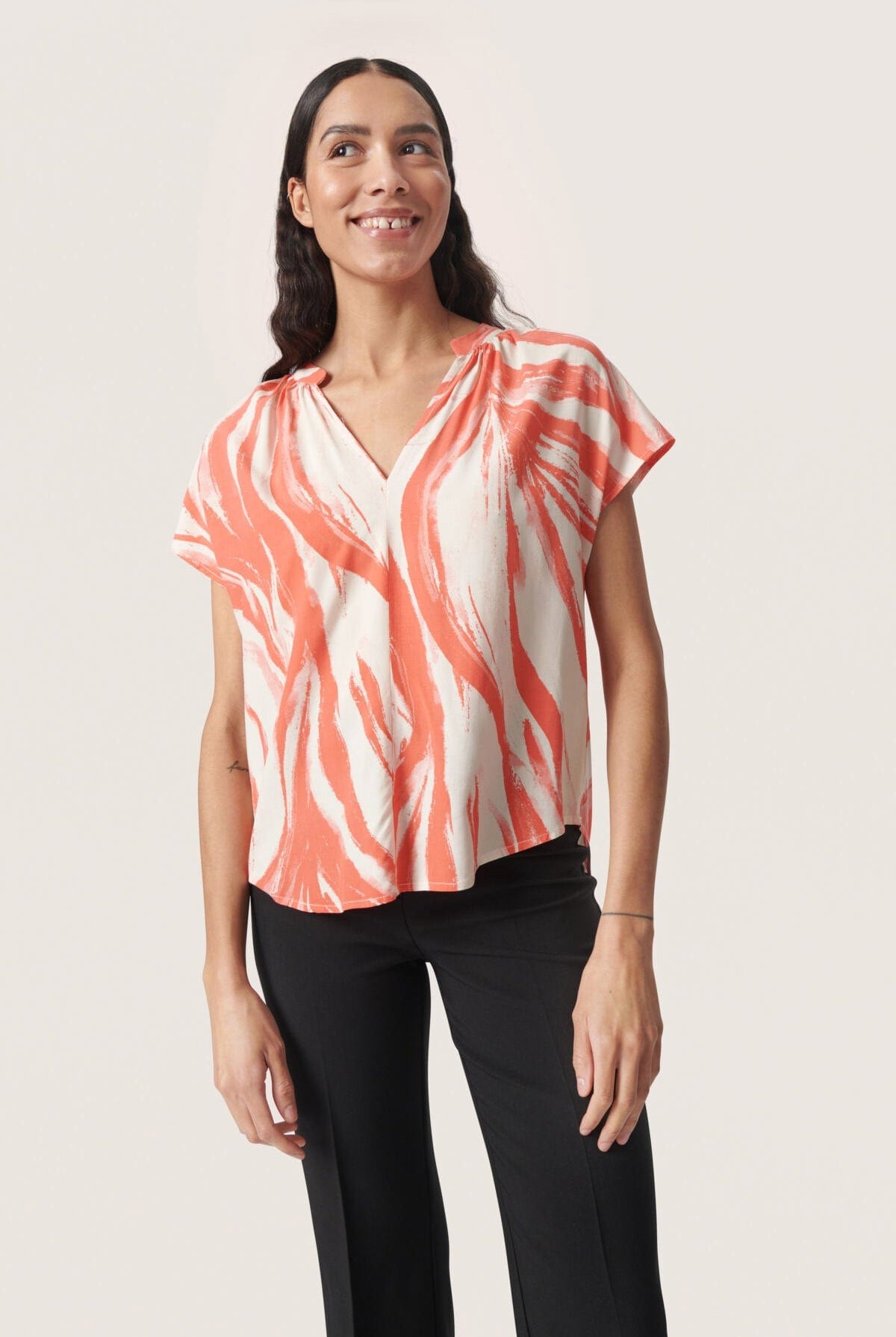 Soaked in Luxury Wynter Printed Top - Hot Coral Wave