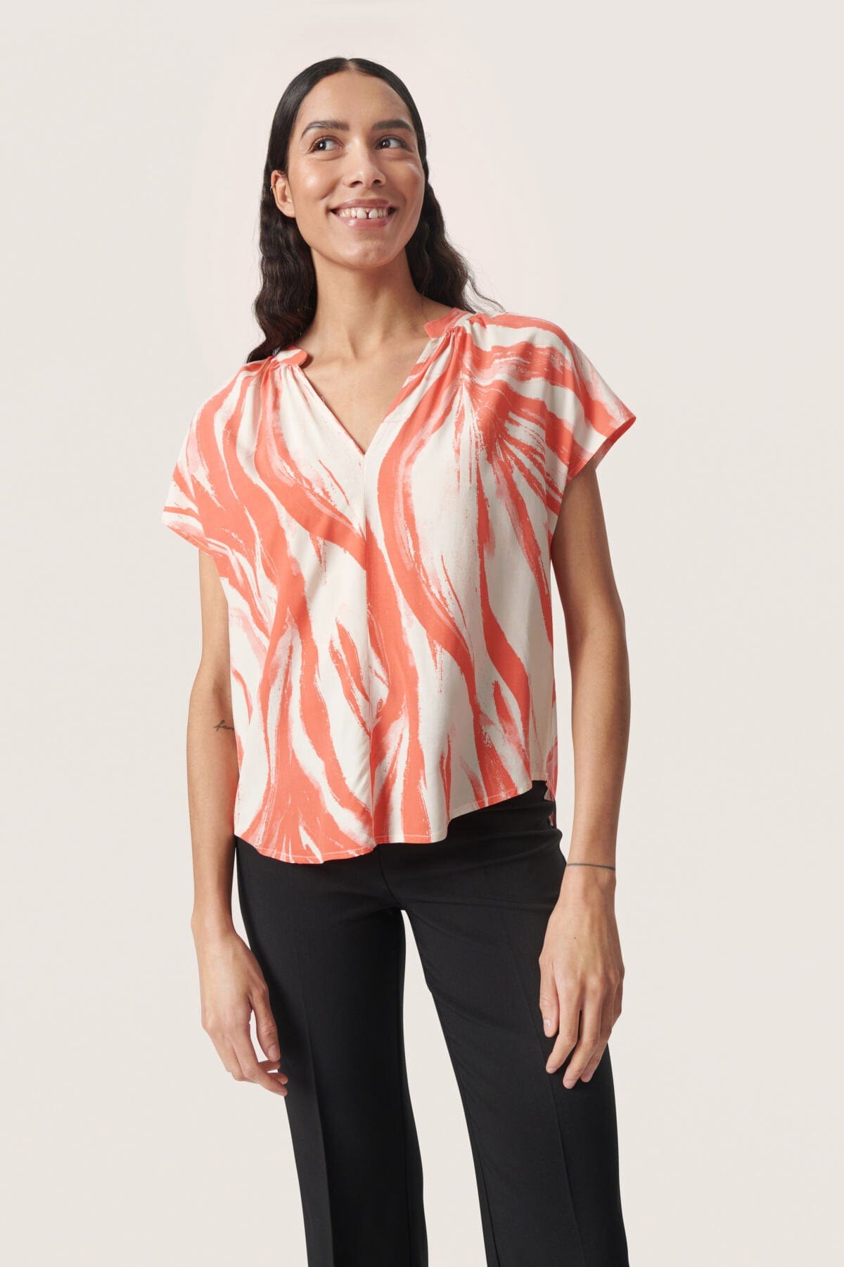 Soaked in Luxury Wynter Printed Top - Hot Coral Wave