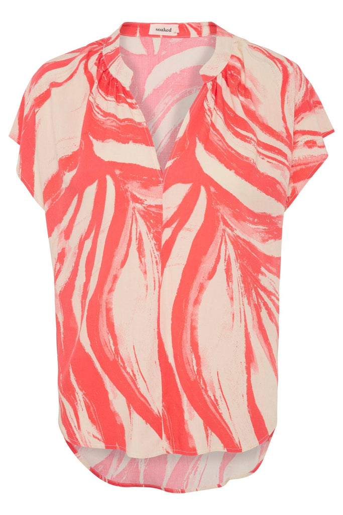Soaked in Luxury Wynter Printed Top - Hot Coral Wave