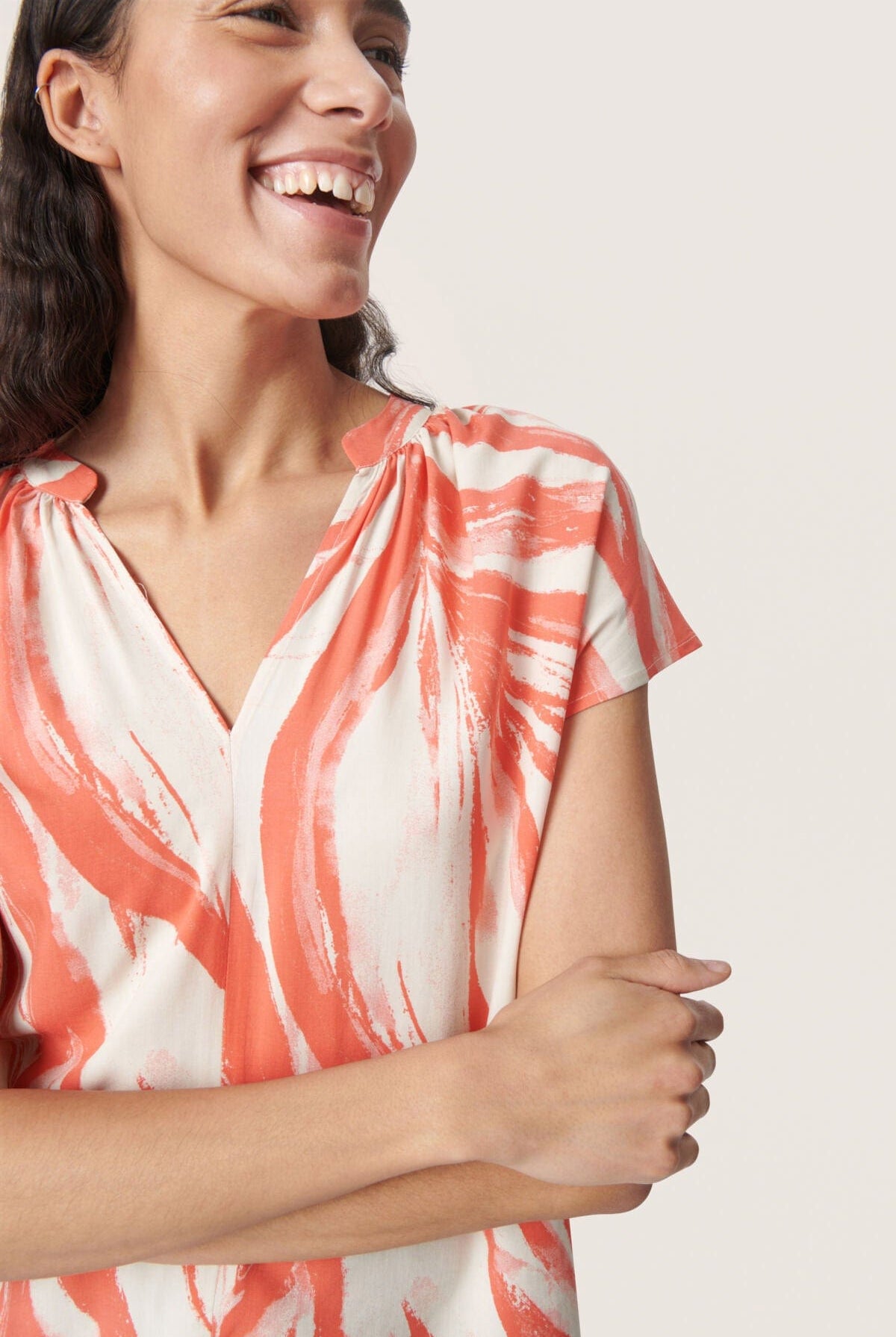 Soaked in Luxury Wynter Printed Top - Hot Coral Wave