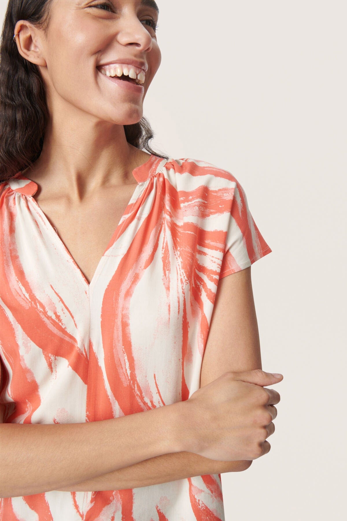 Soaked in Luxury Wynter Printed Top - Hot Coral Wave