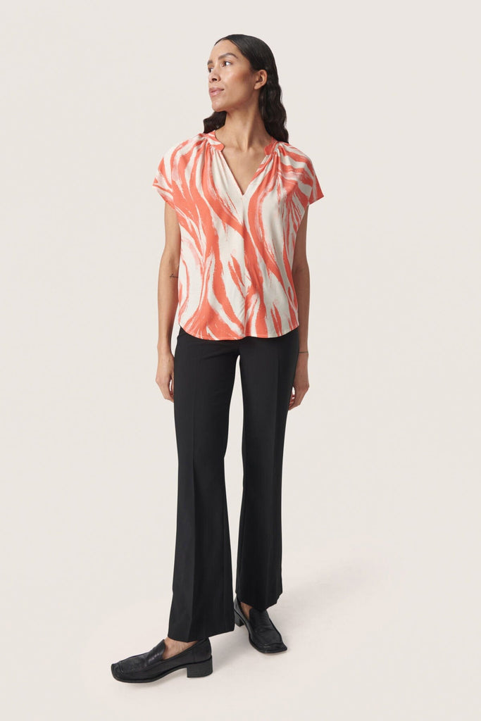 Soaked in Luxury Wynter Printed Top - Hot Coral Wave