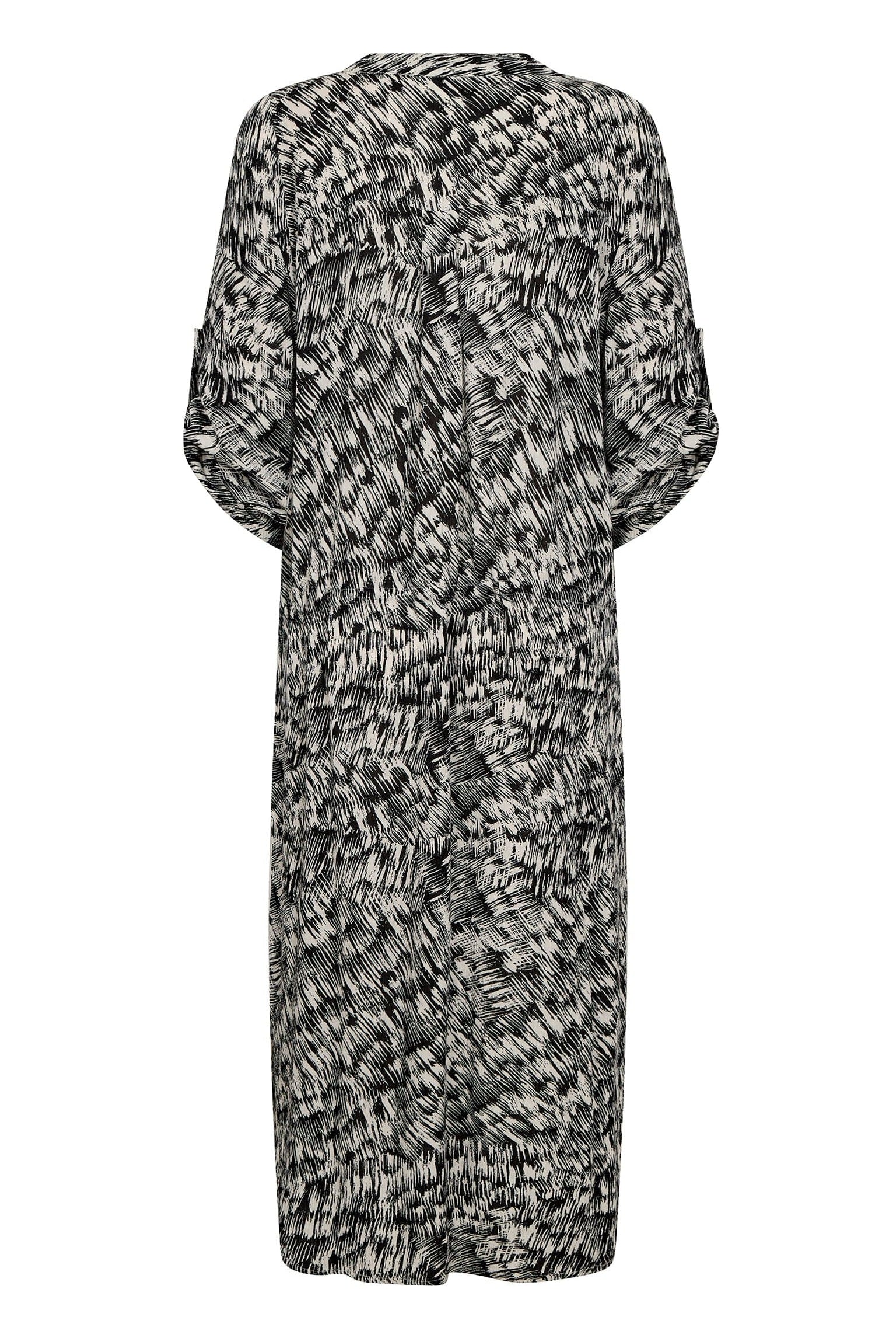 Soaked in Luxury Zaya Printed Midi Dress - Black Stroke Print