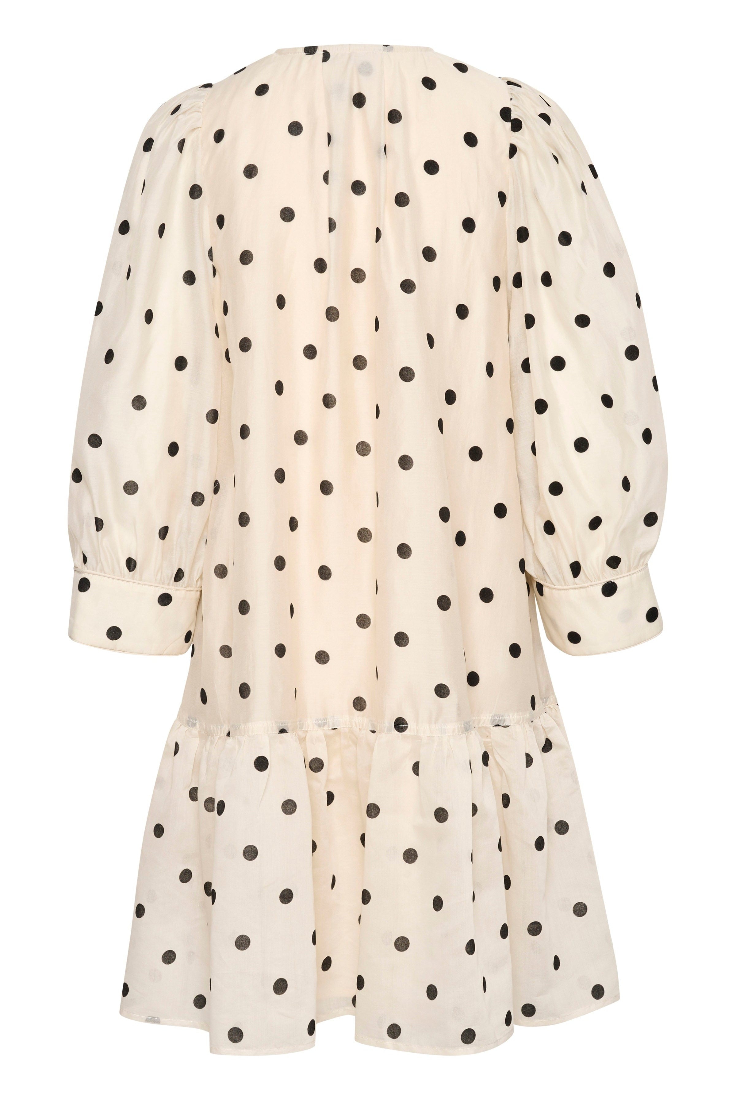 Soaked in Luxury Ziggie Dress - Sandshell with Black Dots