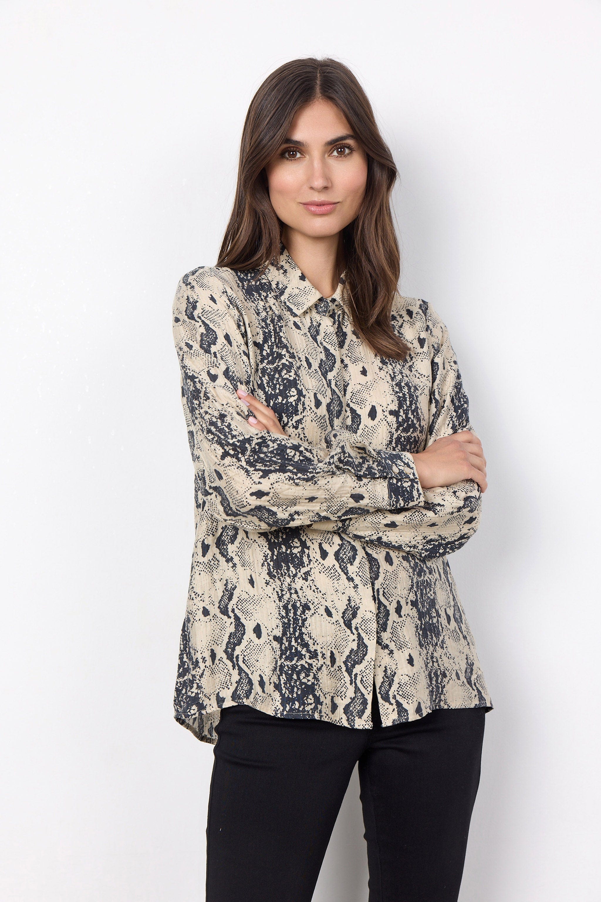Soya Concept Aida Animal Print Shirt - Cream Combi