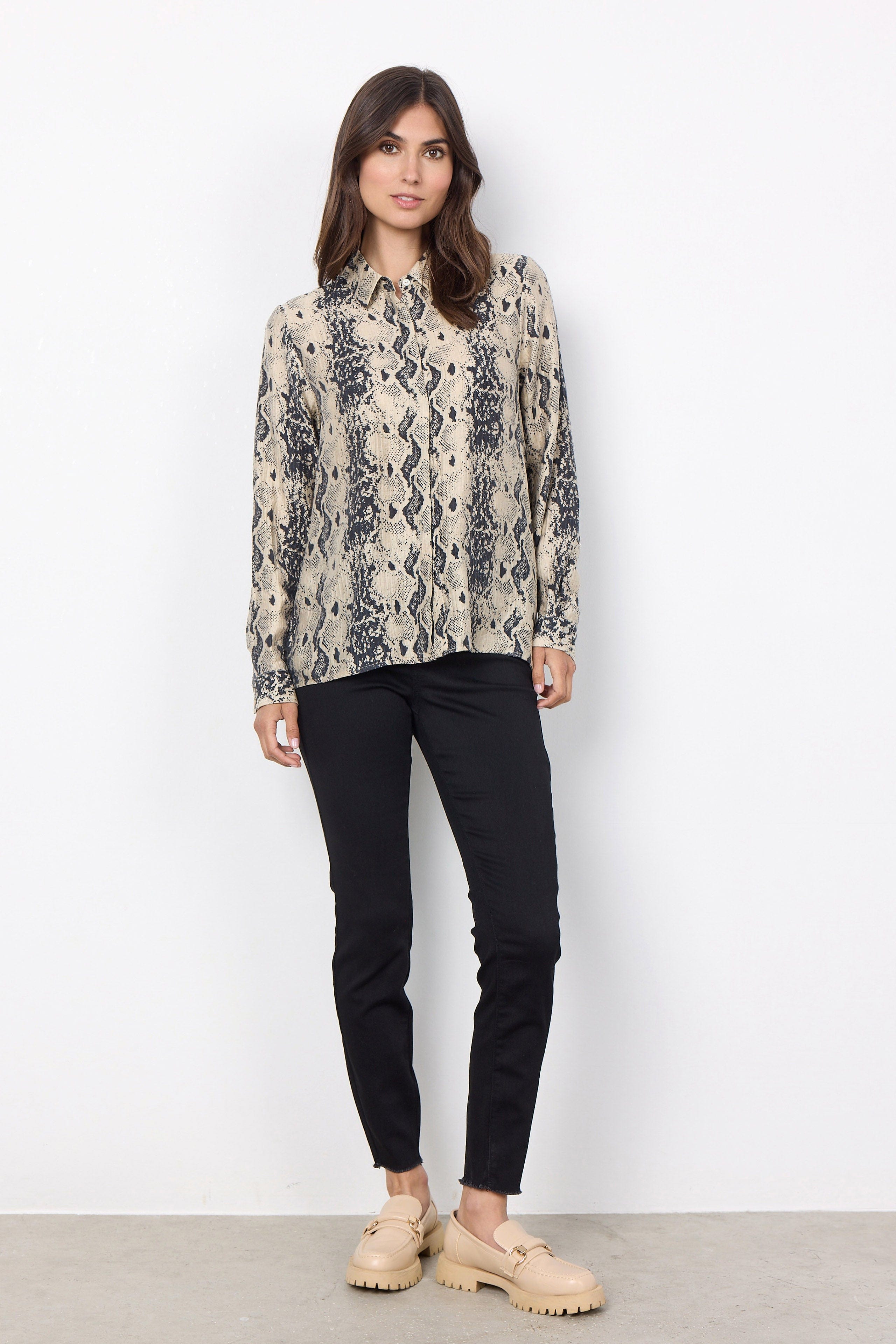 Soya Concept Aida Animal Print Shirt - Cream Combi