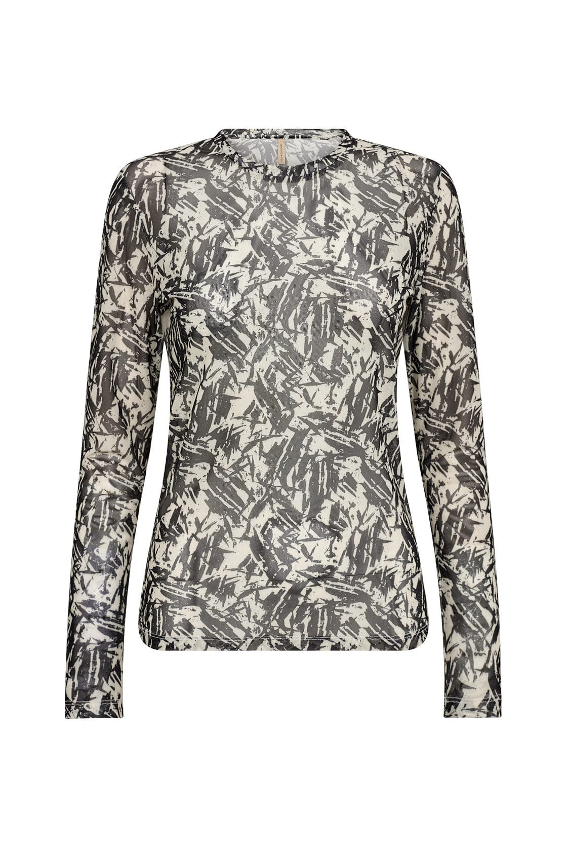 Soya Concept Alda Mesh Long Sleeve Top - Black Combi