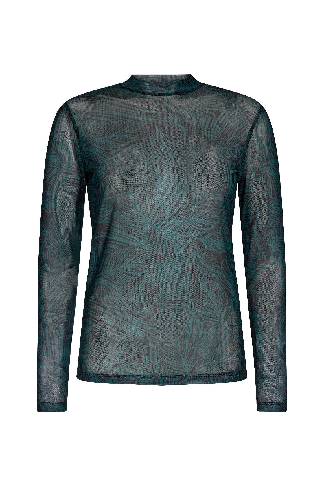 Soya Concept Alda Mesh Long Sleeve Top - Shady Green Combi