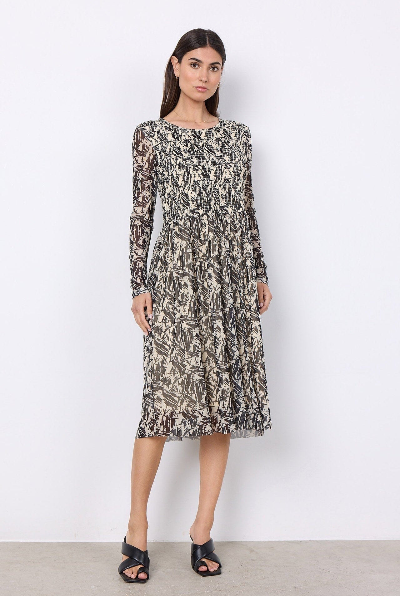 Soya Concept Alda Mesh Printed Dress - Black Combi