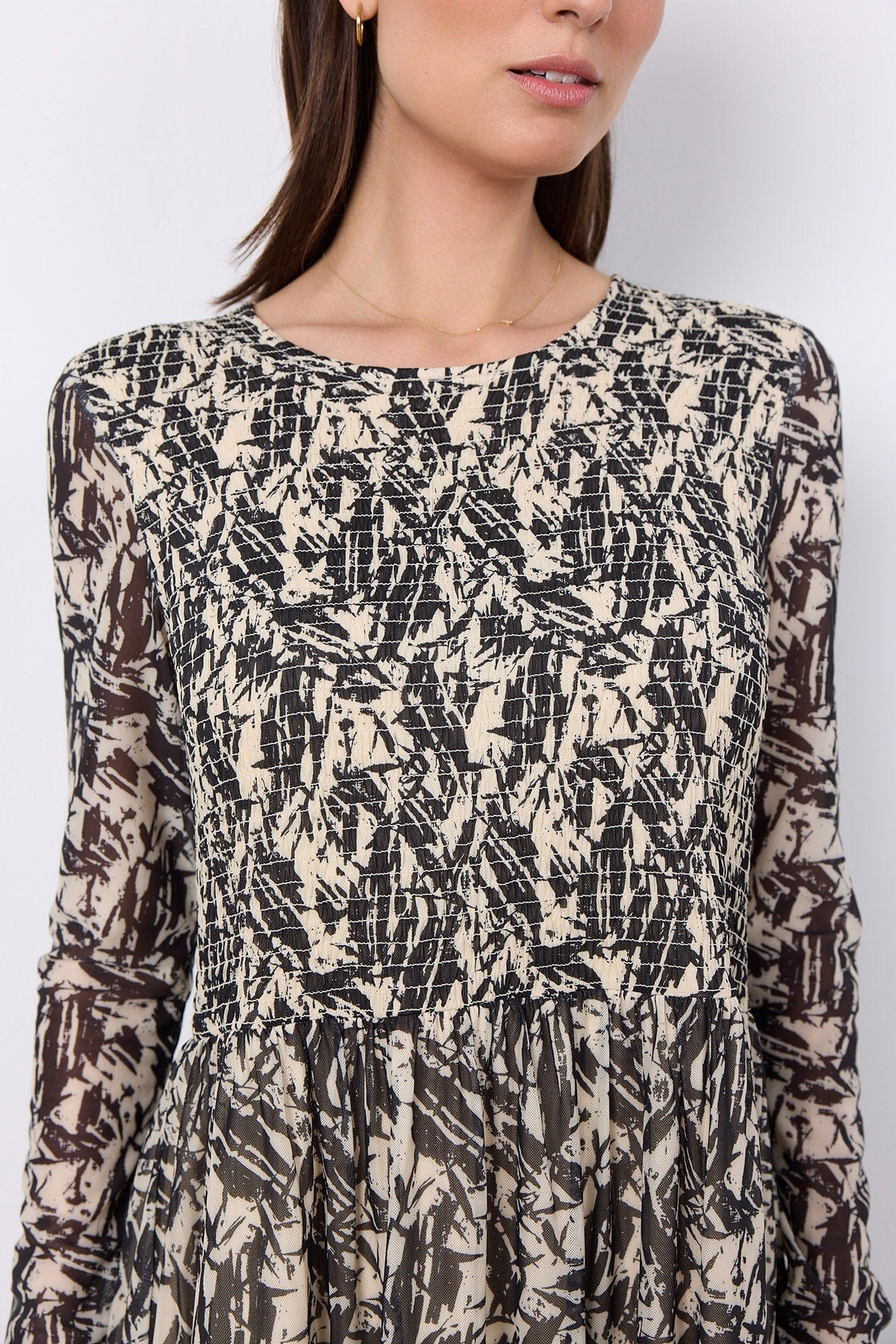 Soya Concept Alda Mesh Printed Dress - Black Combi