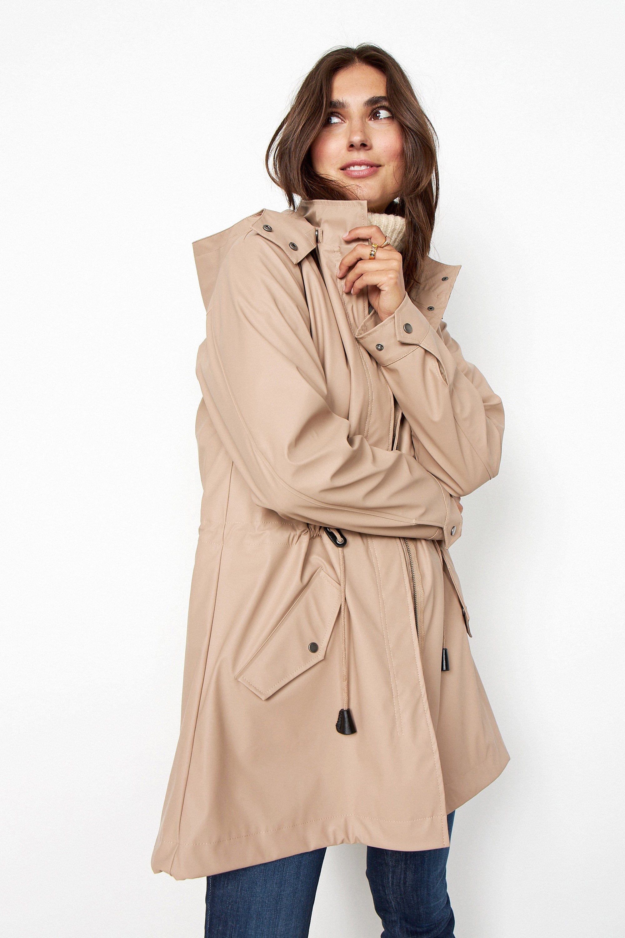 Soya Concept Alexa PU Rain Jacket - Stucco Brown