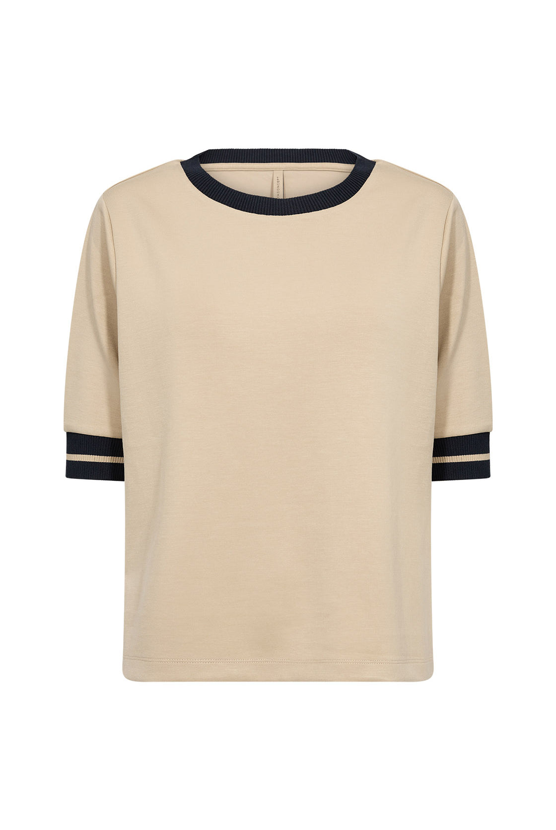 Soya Concept Banu Contrast Trim T-Shirt - Sand