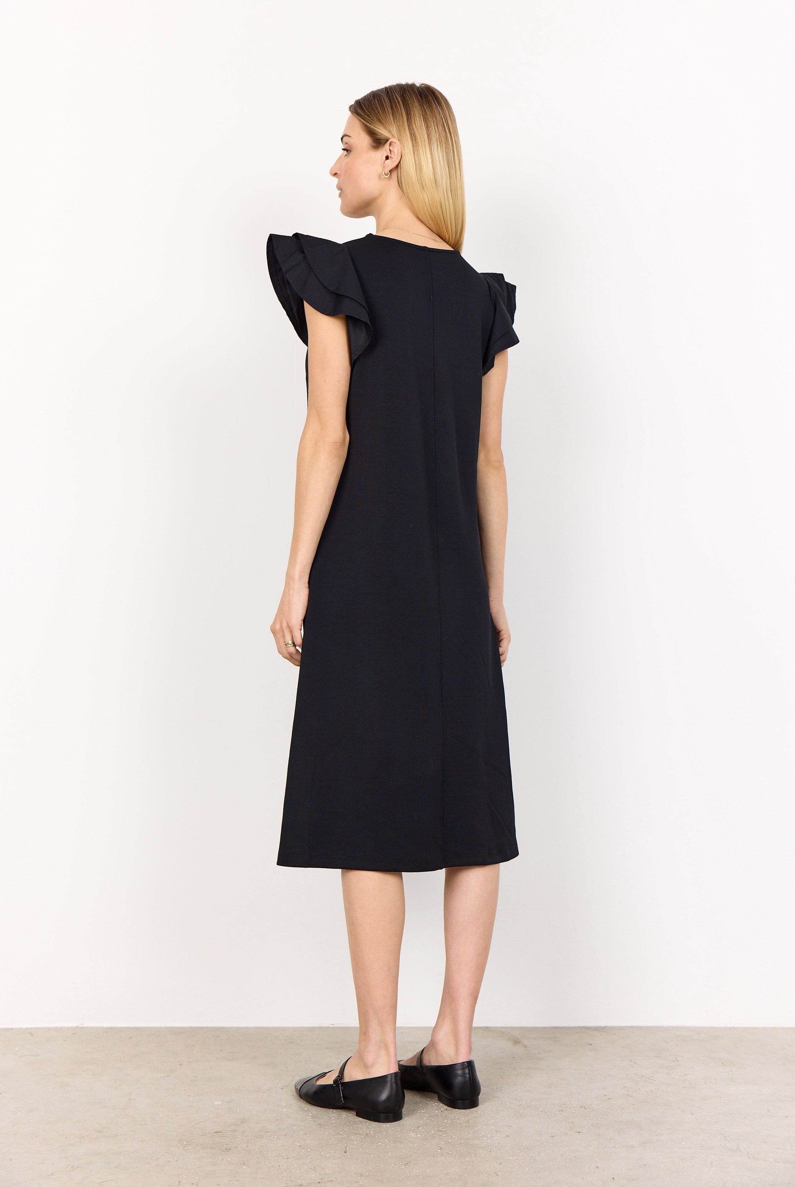 Soya Concept Banu Dress with Flutter Sleeve - Black