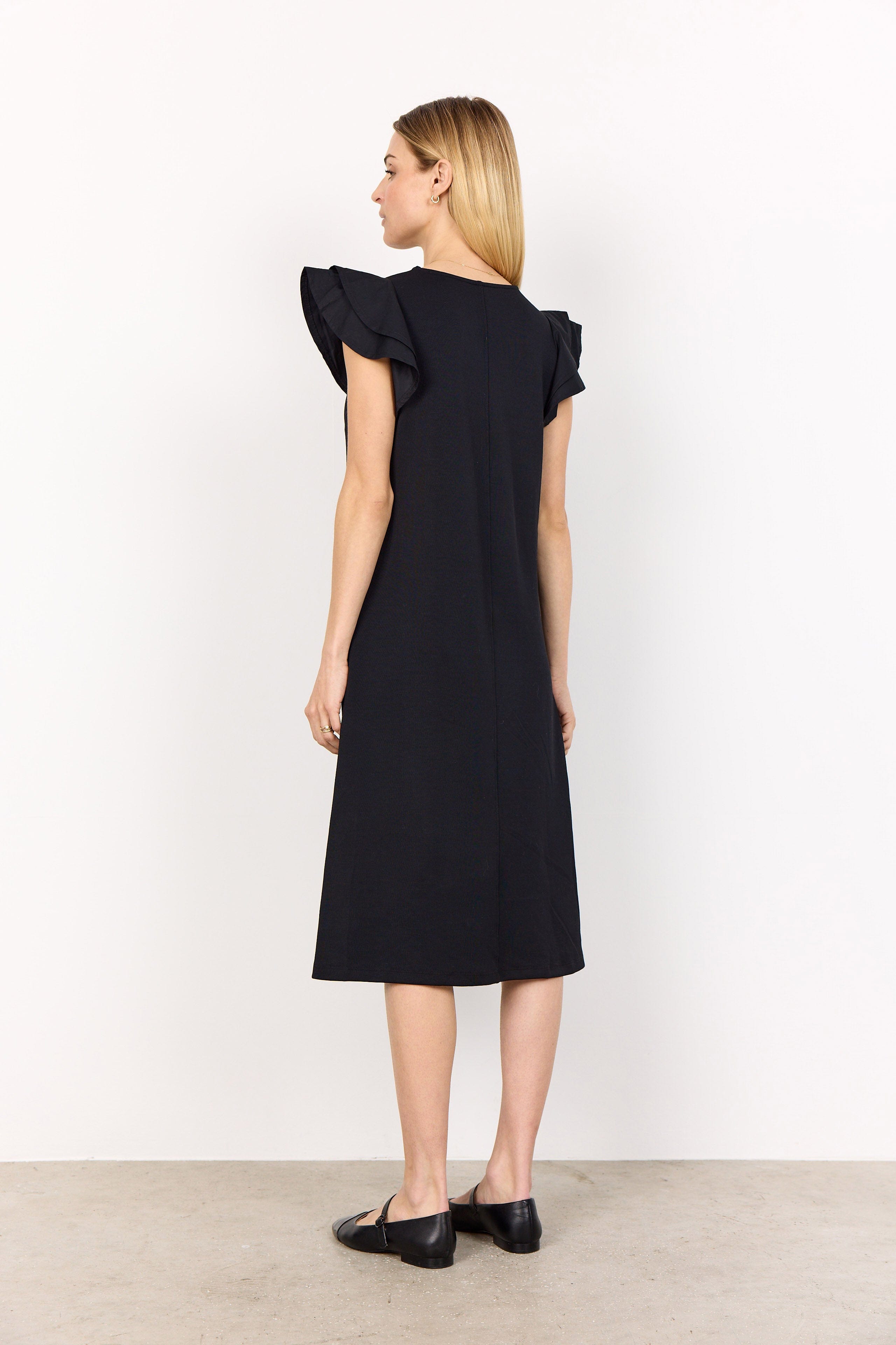 Soya Concept Banu Dress with Flutter Sleeve - Black