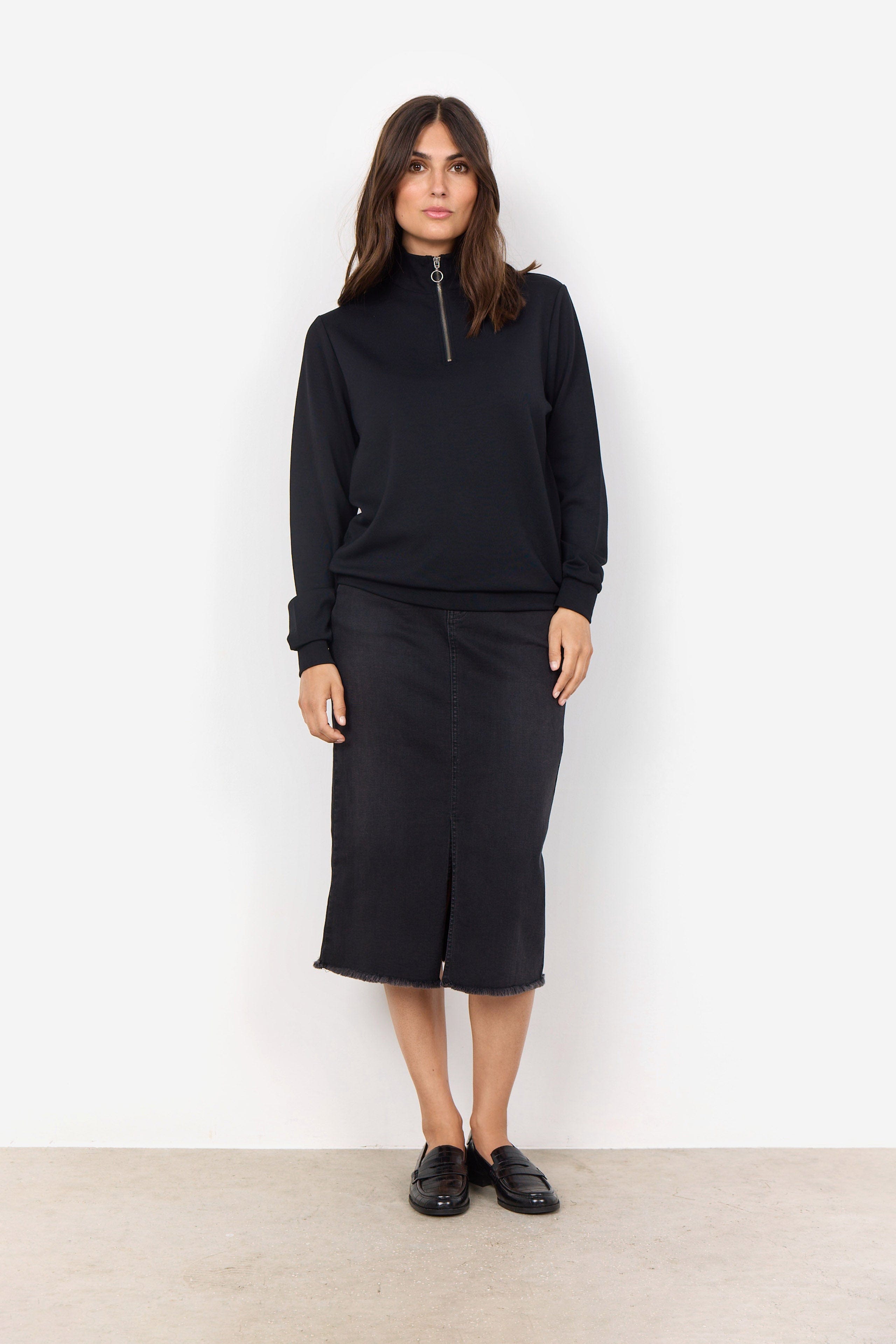 Soya Concept Banu Quarter Zip Sweatshirt - Black