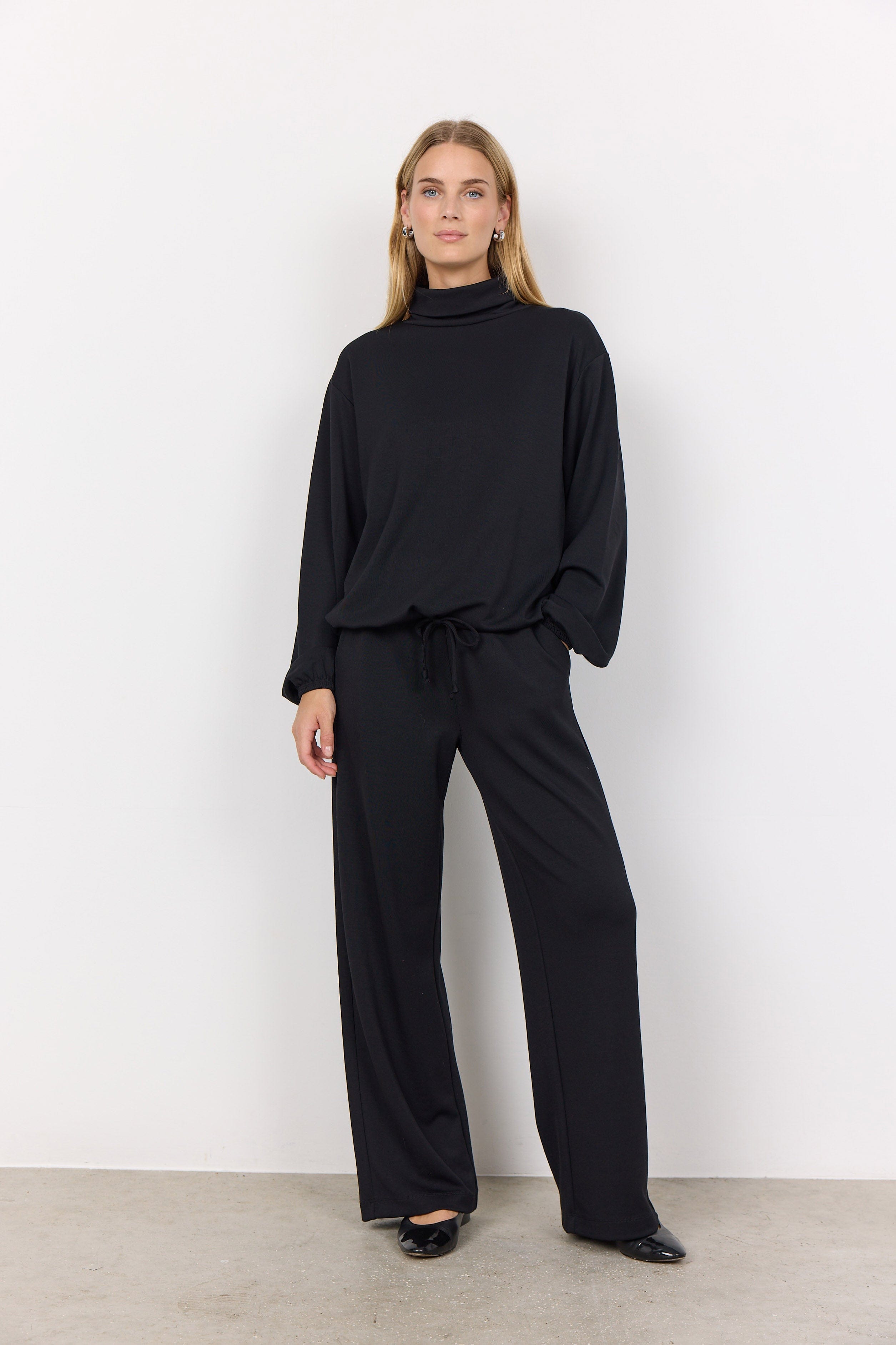 Soya Concept Banu Roll Neck Sweatshirt- Black
