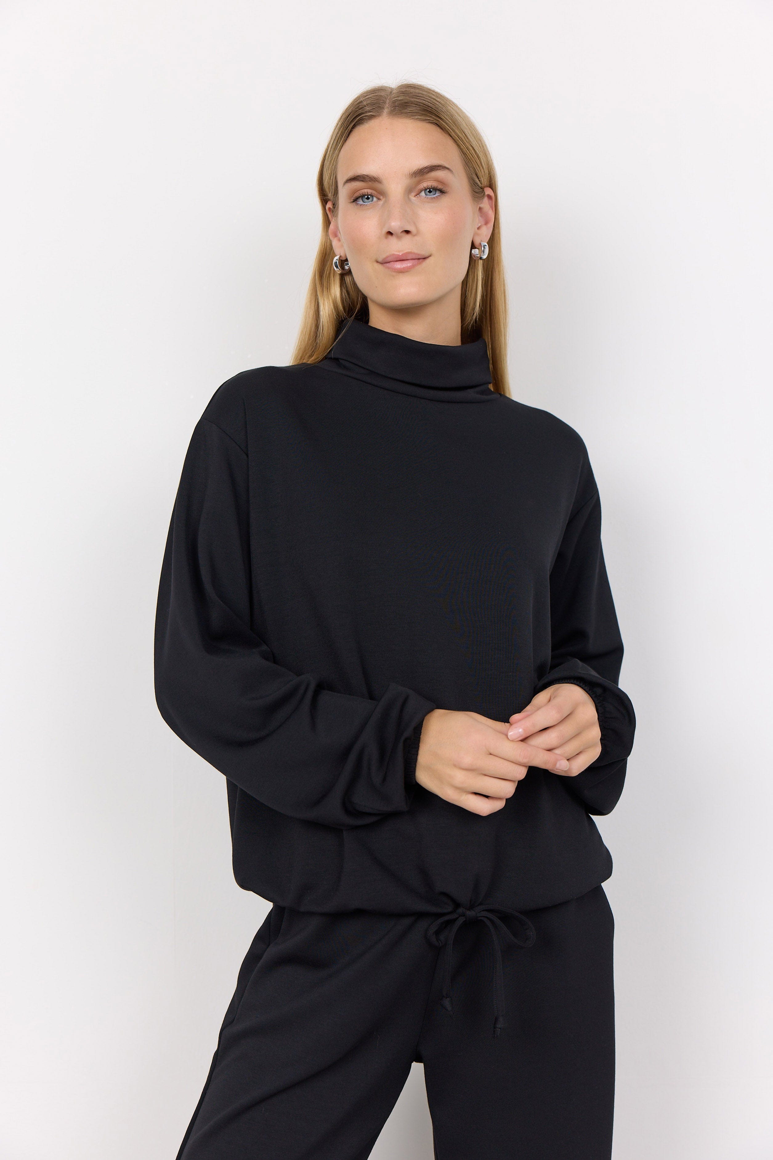Soya Concept Banu Roll Neck Sweatshirt- Black