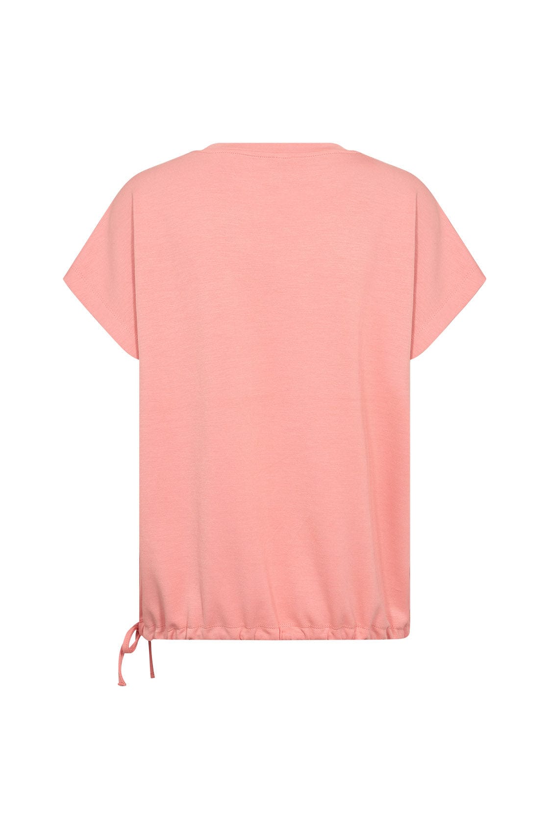 Soya Concept Banu Short Sleeve Top with Draw Cord Hem - Peach Pink