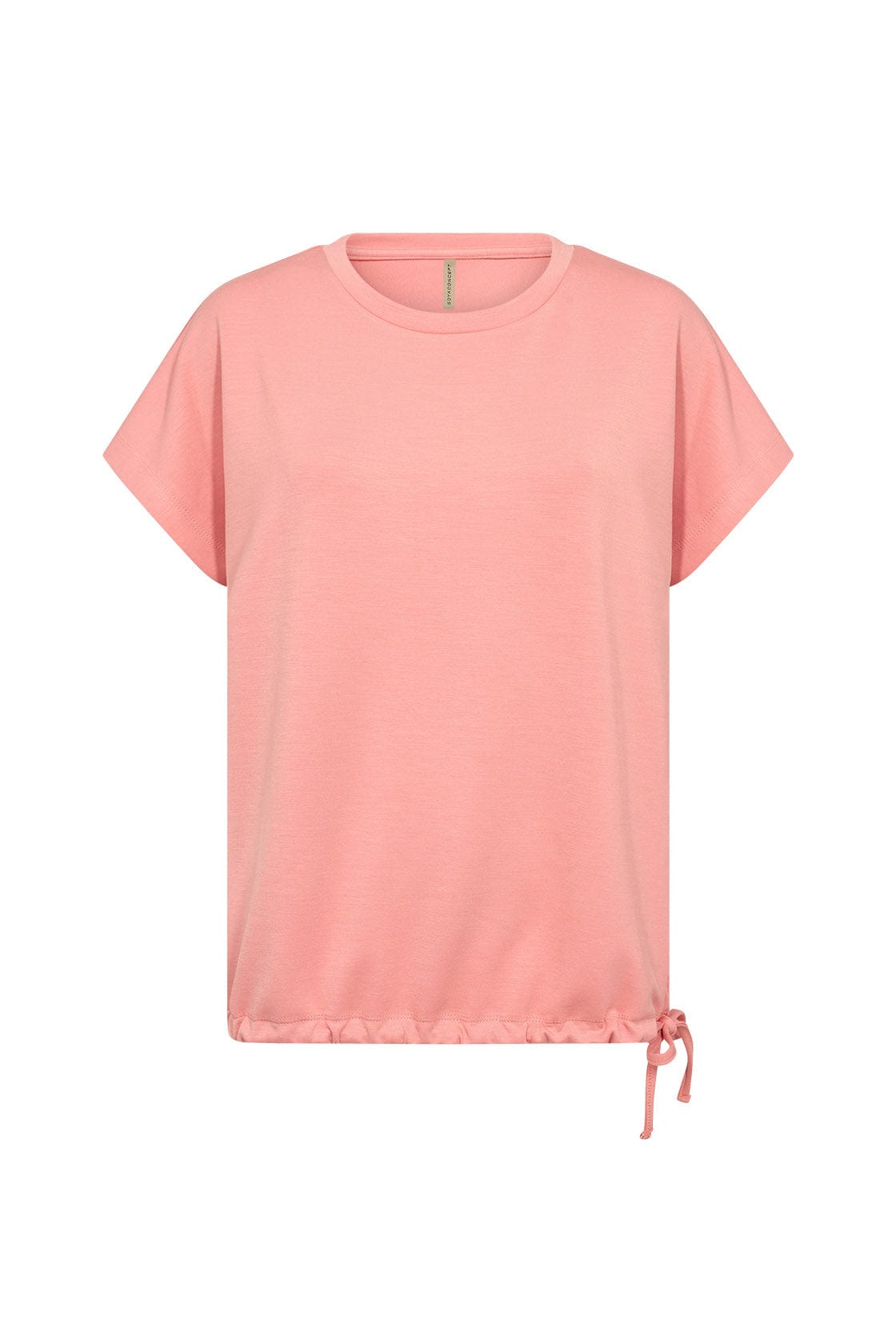 Soya Concept Banu Short Sleeve Top with Draw Cord Hem - Peach Pink