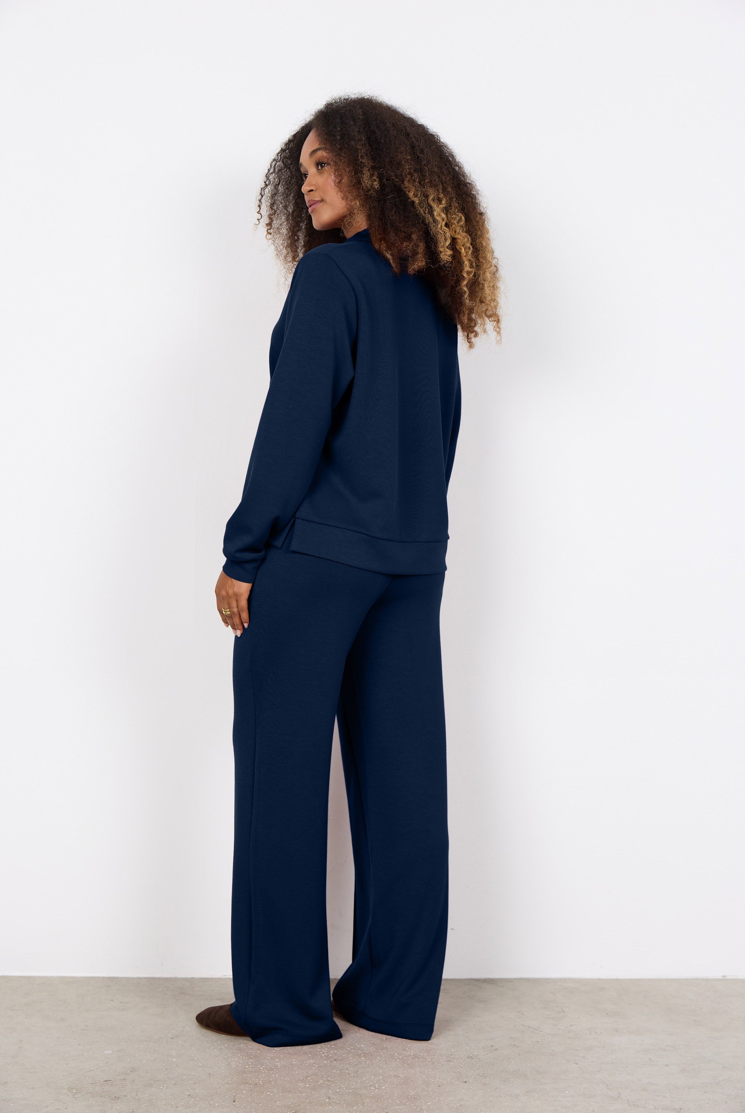 Soya Concept Banu Sweatshirt with Collar - Navy
