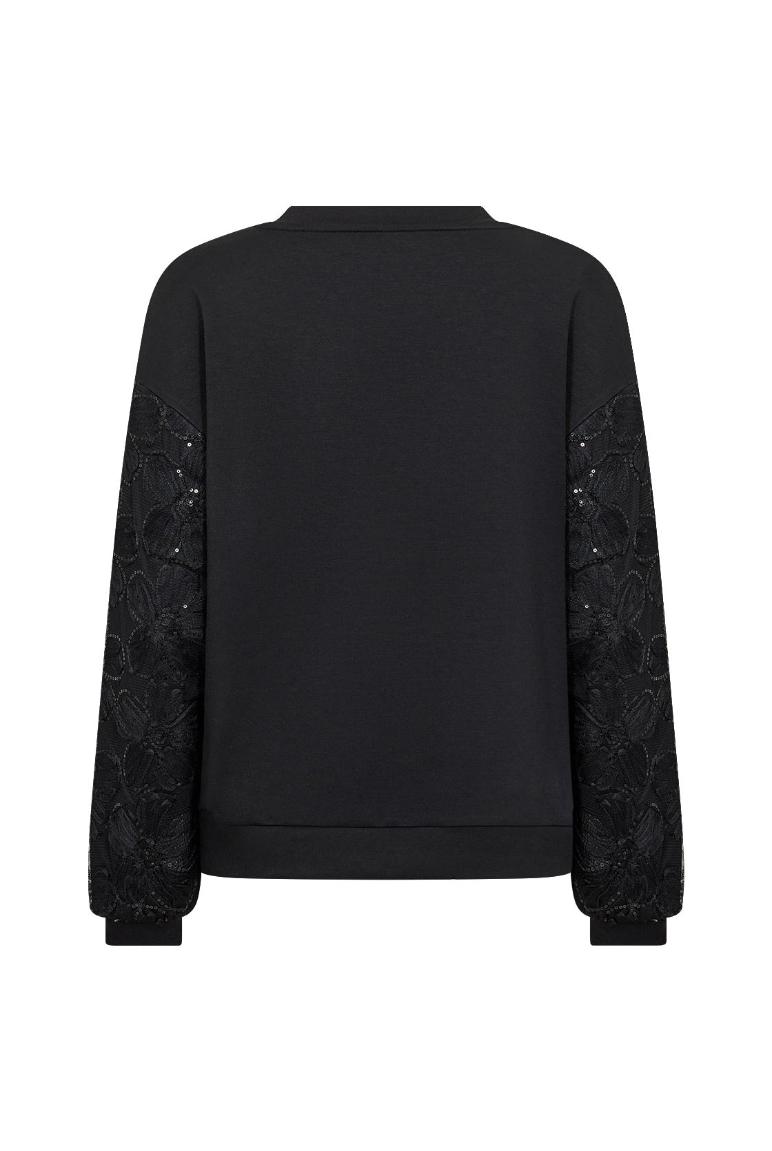 Soya Concept Banu Sweatshirt with Lace Sleeve Detail - Black