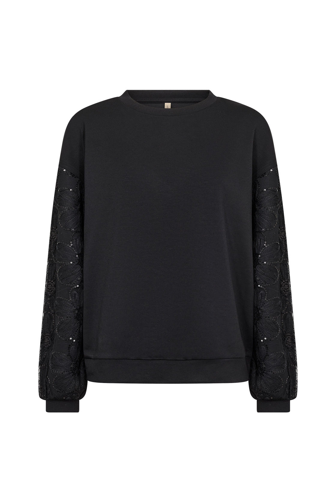 Soya Concept Banu Sweatshirt with Lace Sleeve Detail - Black