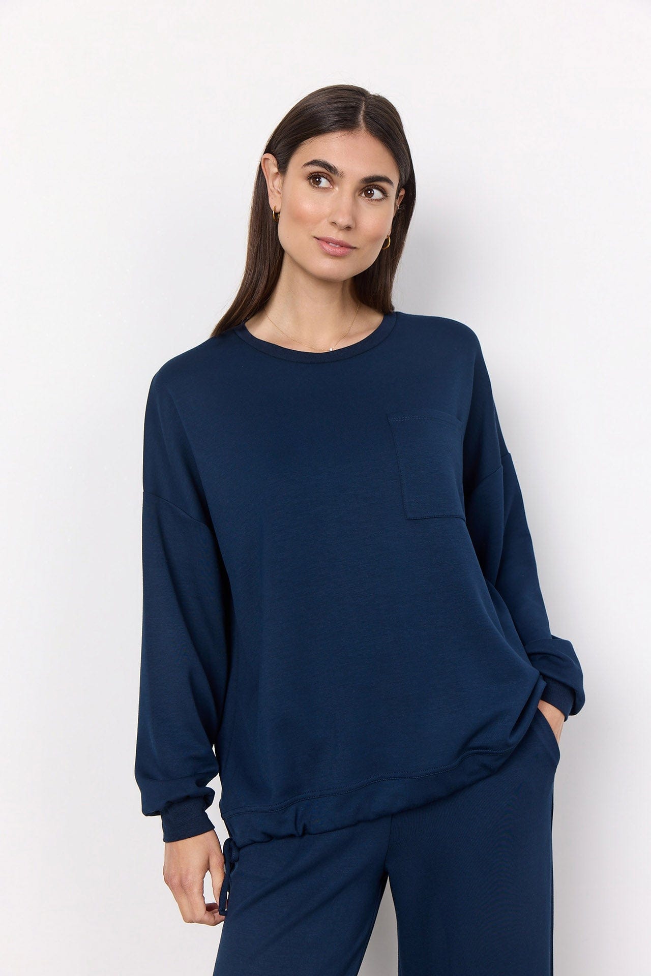 Soya Concept Banu Sweatshirt with Pocket Detail - Navy
