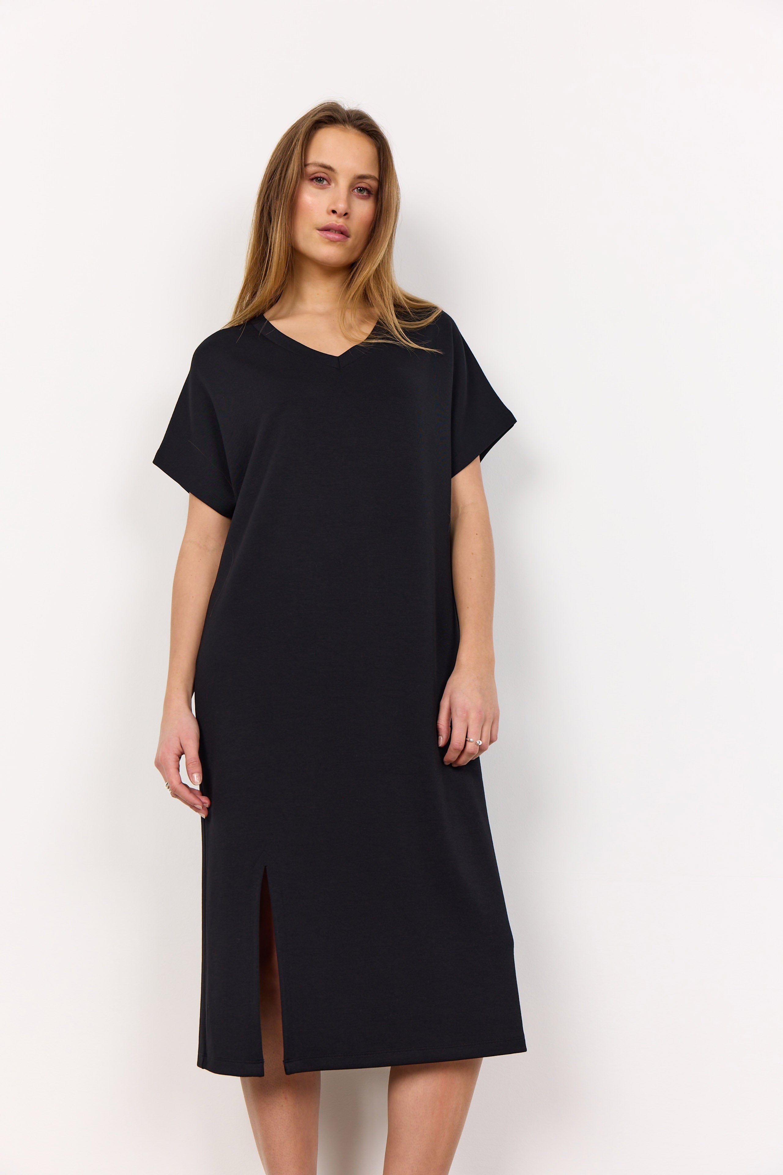 Soya Concept Banu T-Shirt Dress with Split - Black
