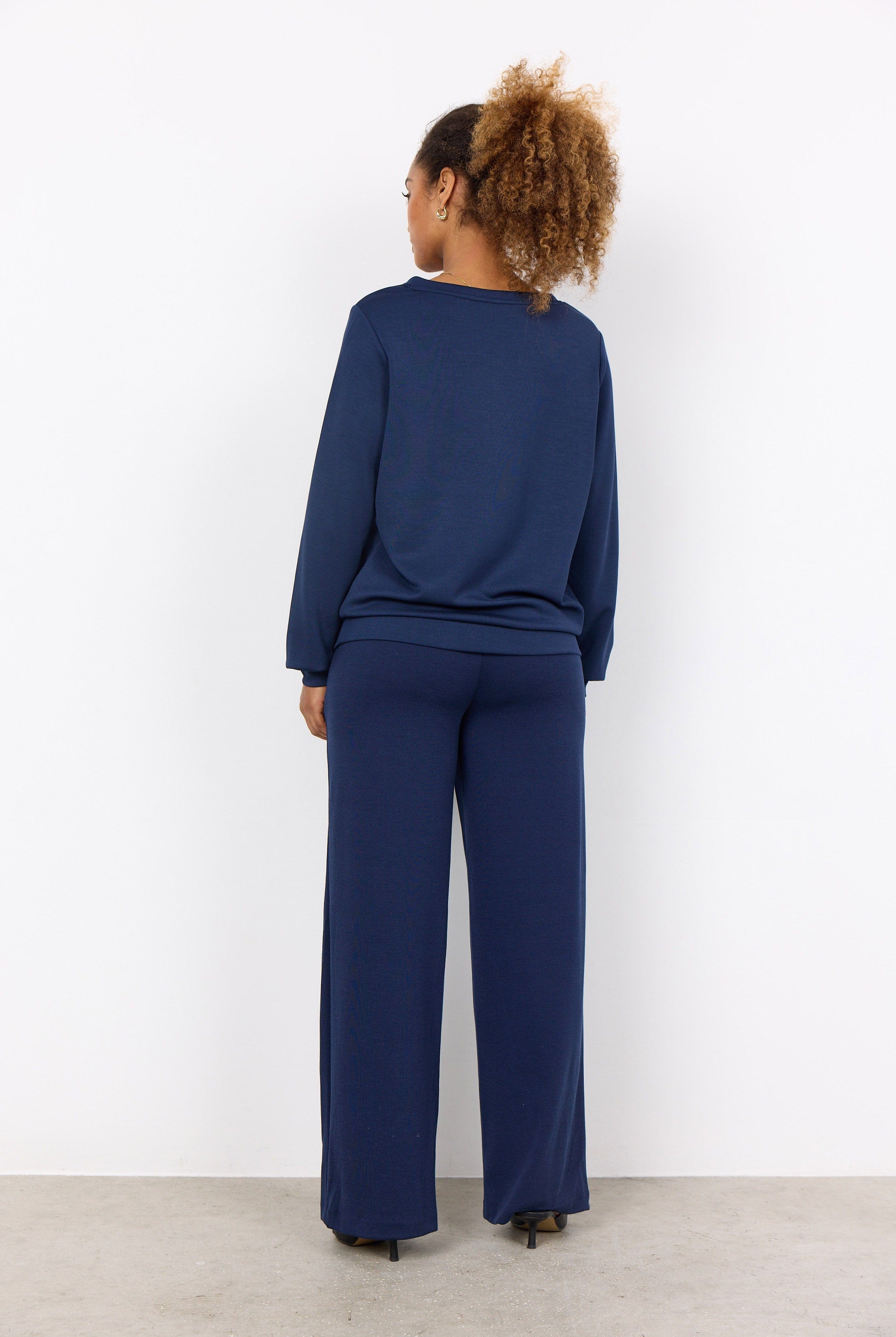 Soya Concept Banu V-Neck Sweatshirt - Blue Iris