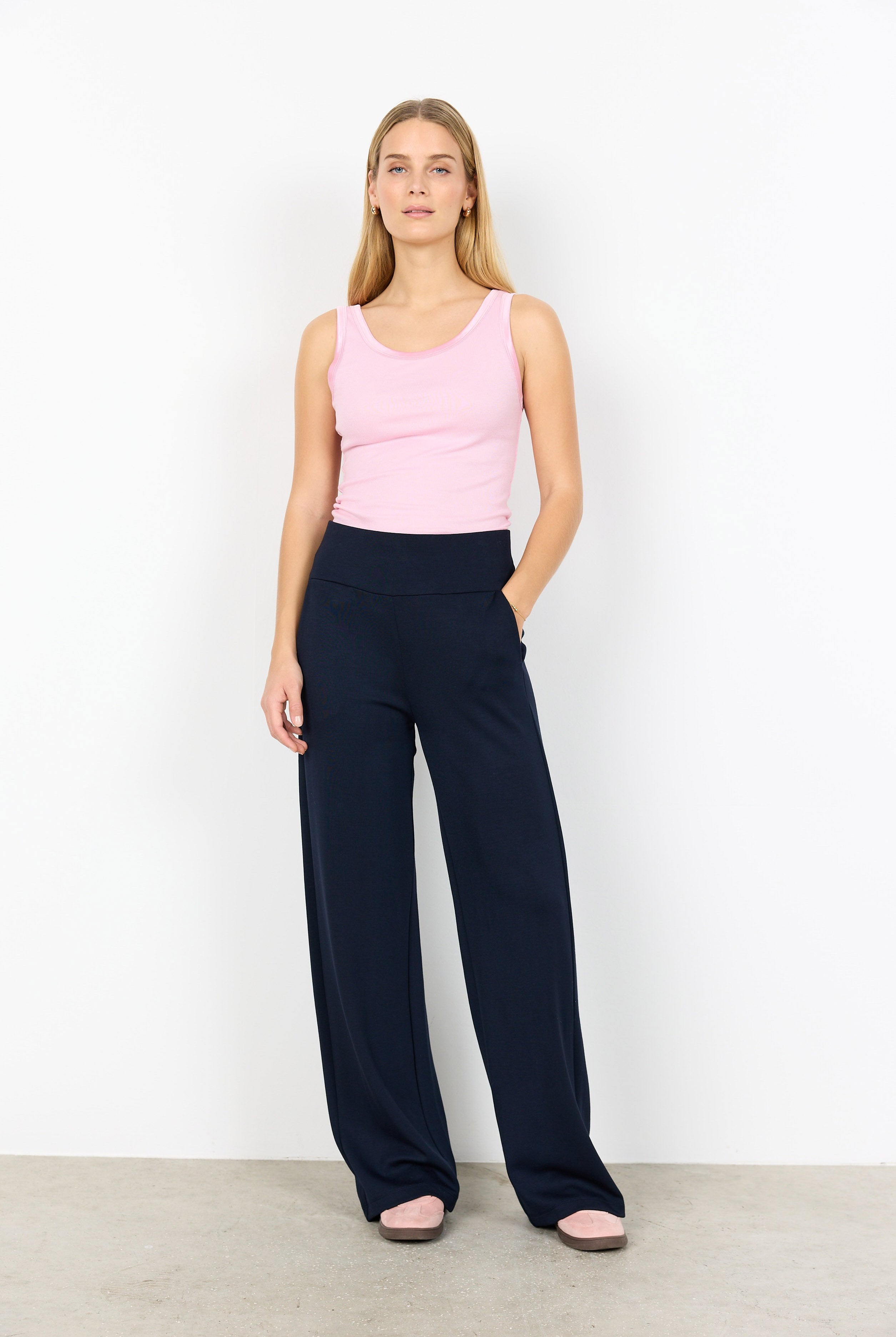 Soya Concept Banu Wide Leg Trousers - Navy