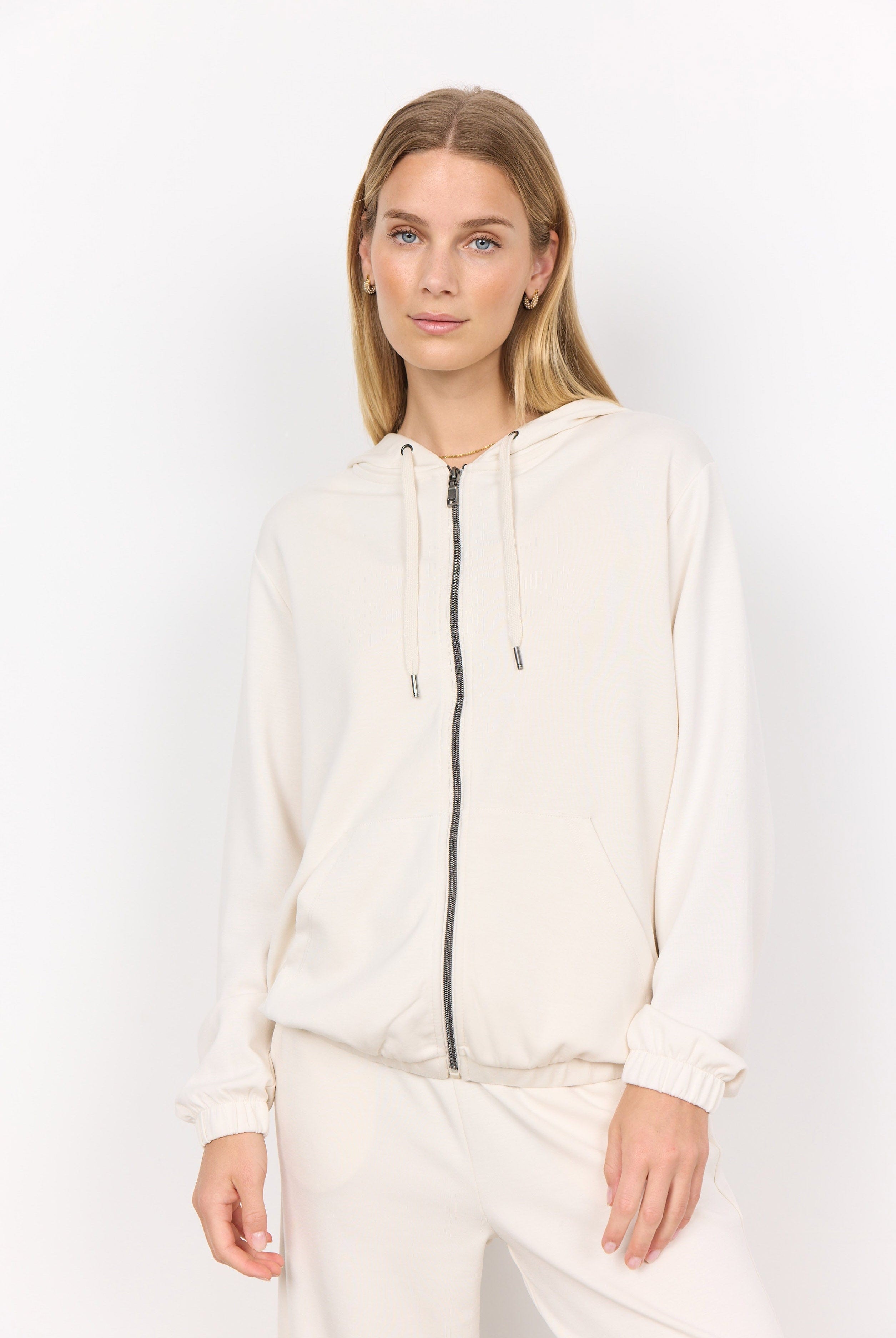 Soya Concept Banu Zip-Up Hoodie - Cream