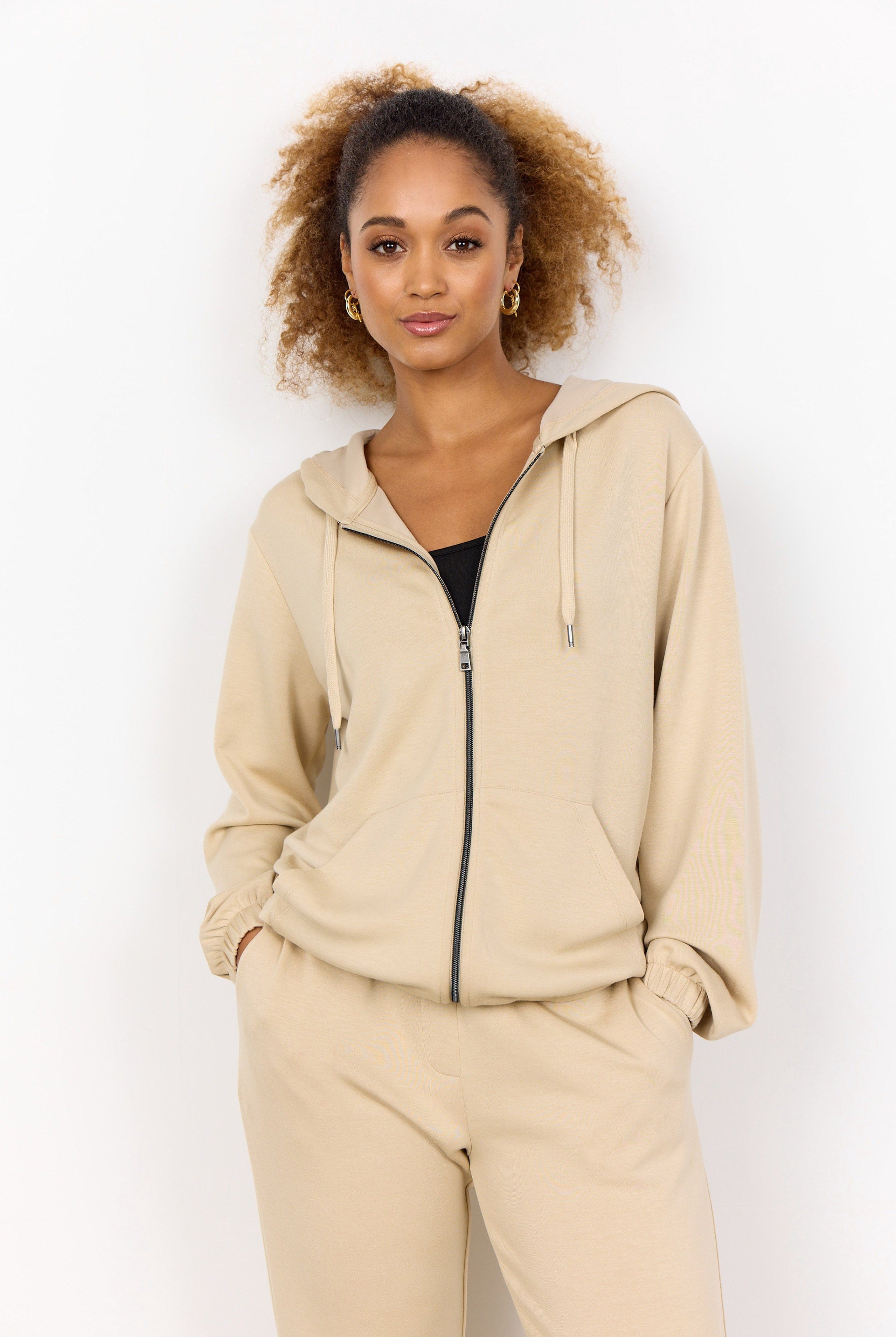Soya Concept Banu Zip-Up Hoodie - Sand