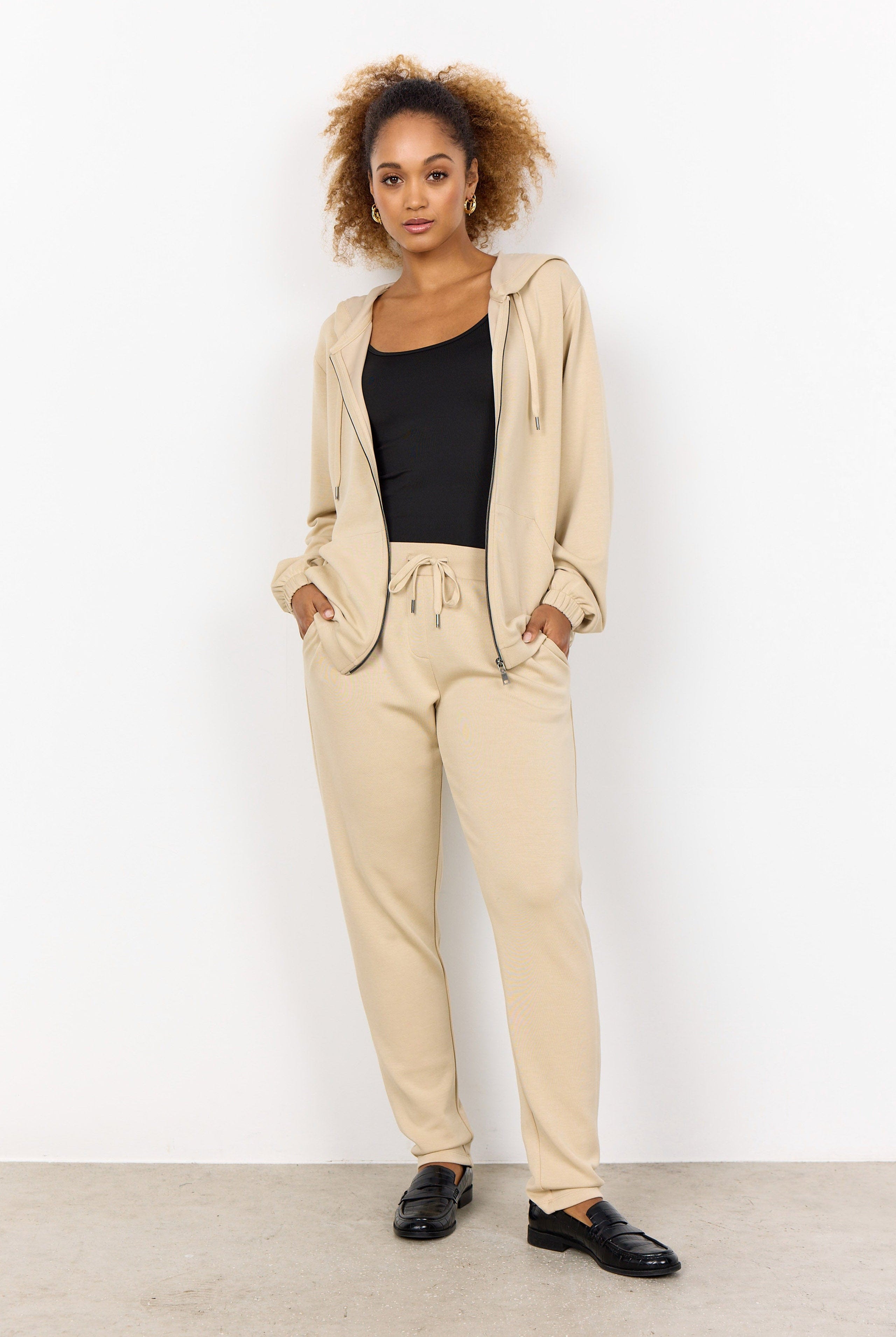 Soya Concept Banu Zip-Up Hoodie - Sand