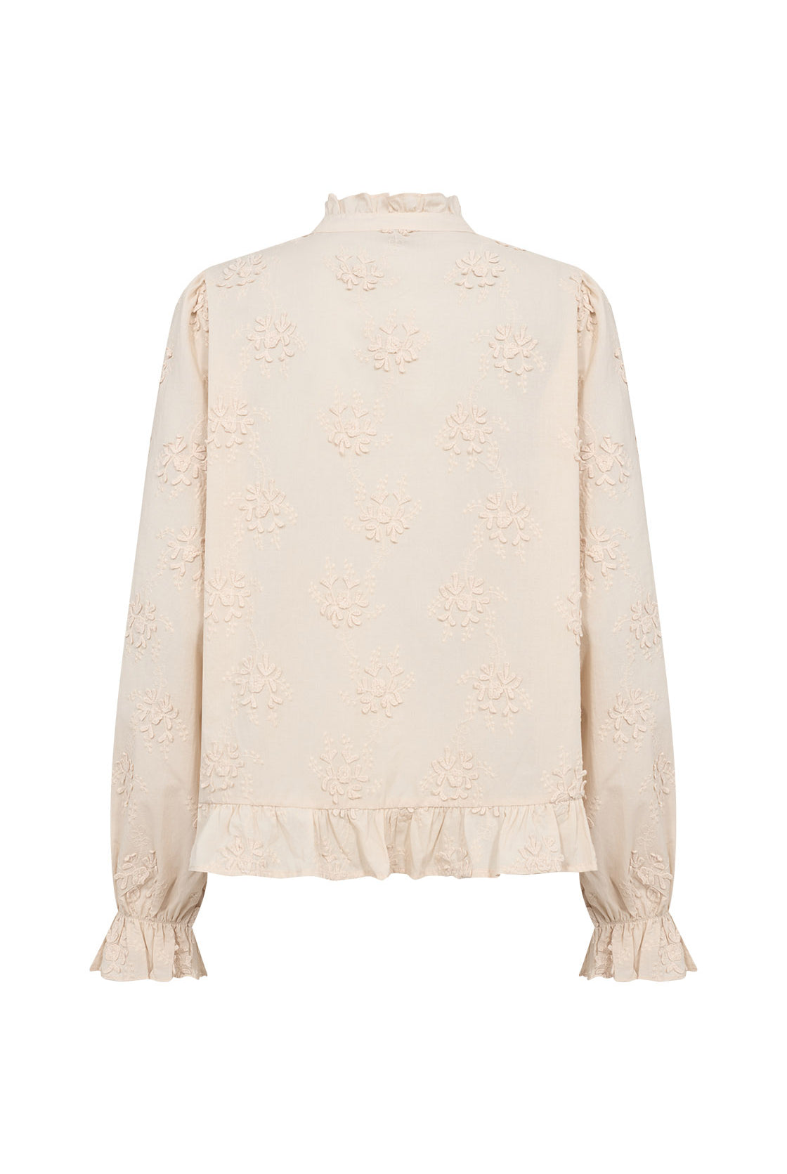 Soya Concept Barbra Cotton Applique Ruffle Detail Blouse - Cream