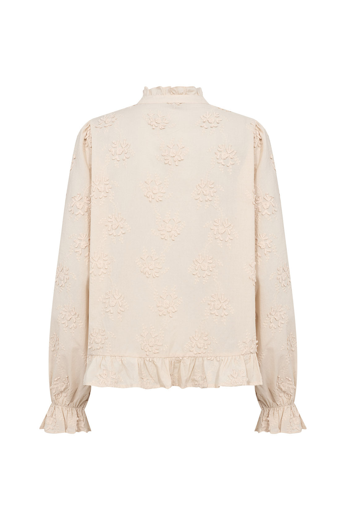 Soya Concept Barbra Cotton Applique Ruffle Detail Blouse - Cream