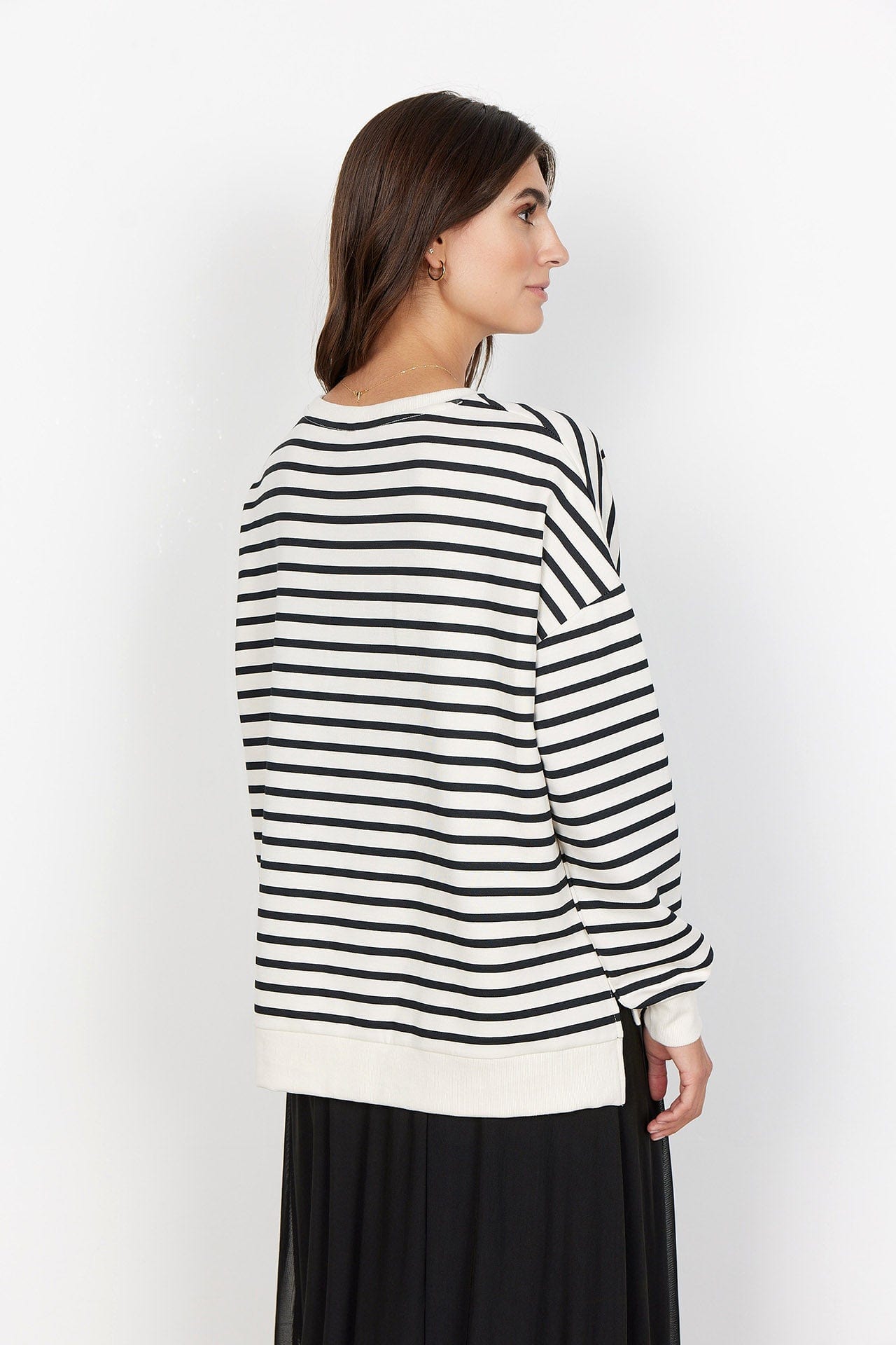 Soya Concept Barni Dropped Hem Sweatshirt - Cream Combi
