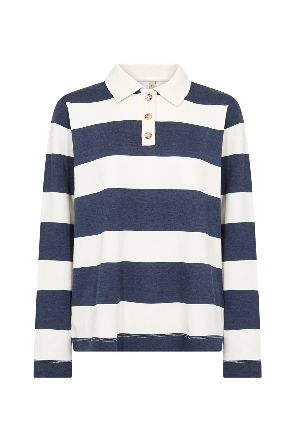 Soya Concept Barni Stripe Collared Sweatshirt - Navy Combi