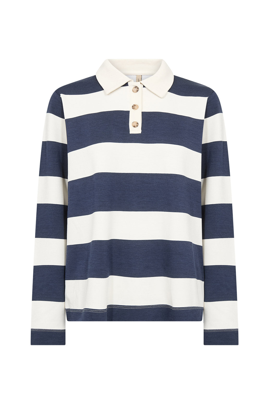 Soya Concept Barni Stripe Collared Sweatshirt - Navy Combi