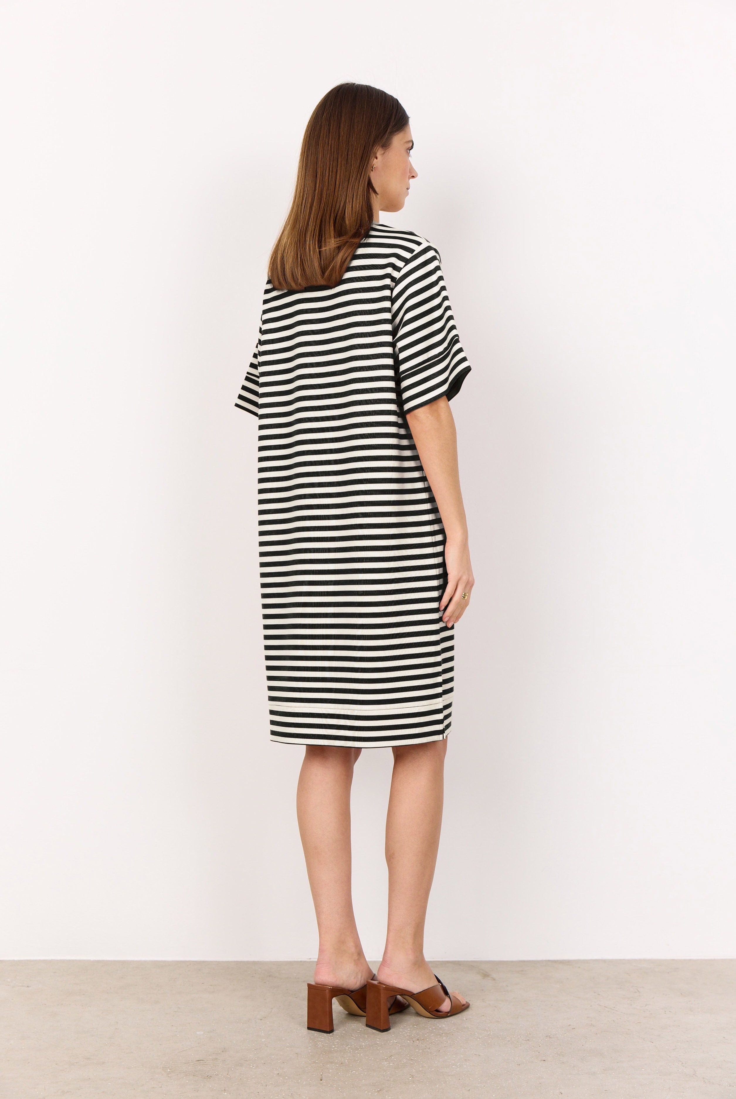 Soya Concept Barni Stripe Modal Jersey T-Shirt Dress - Black Combi
