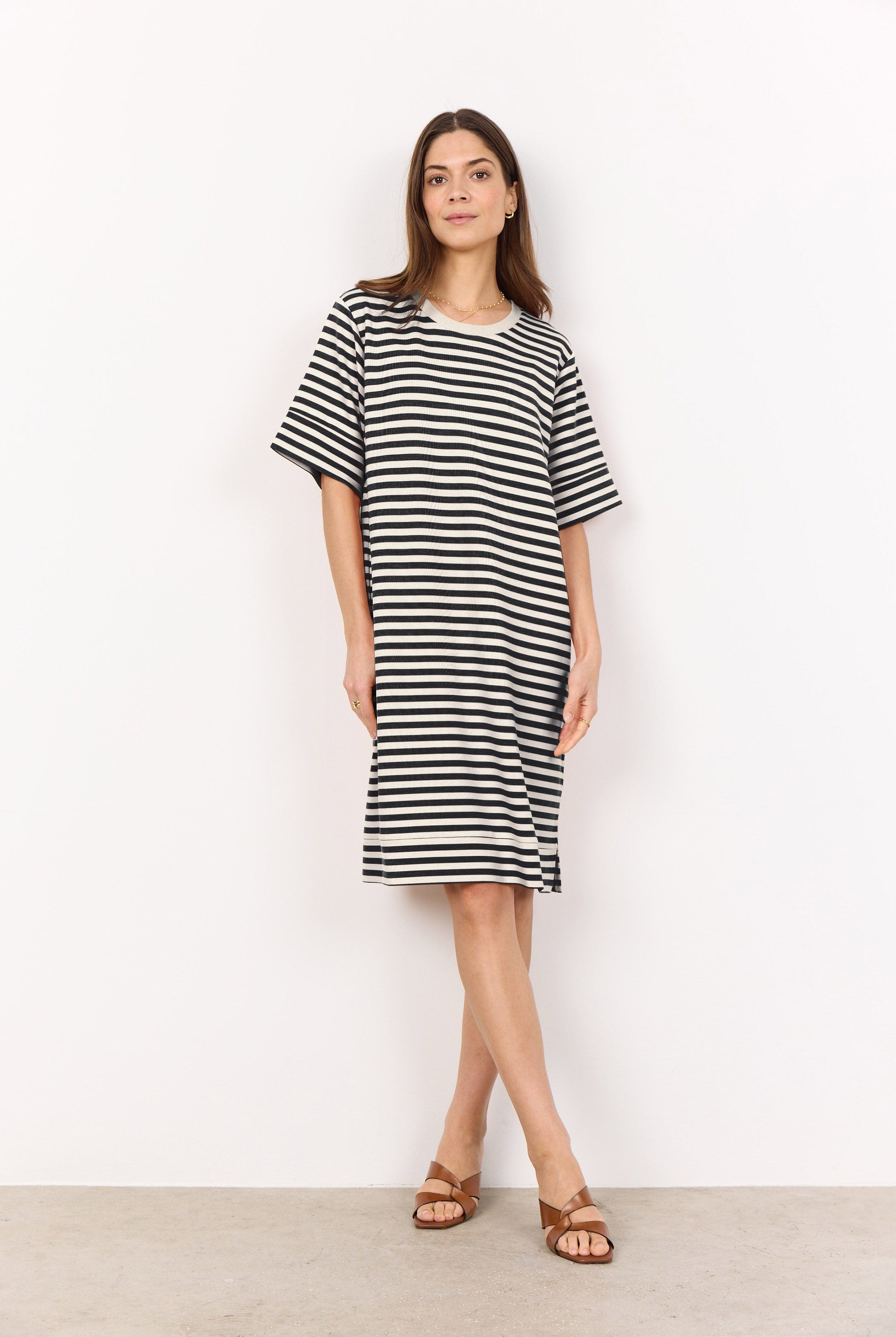 Soya Concept Barni Stripe Modal Jersey T-Shirt Dress - Black Combi