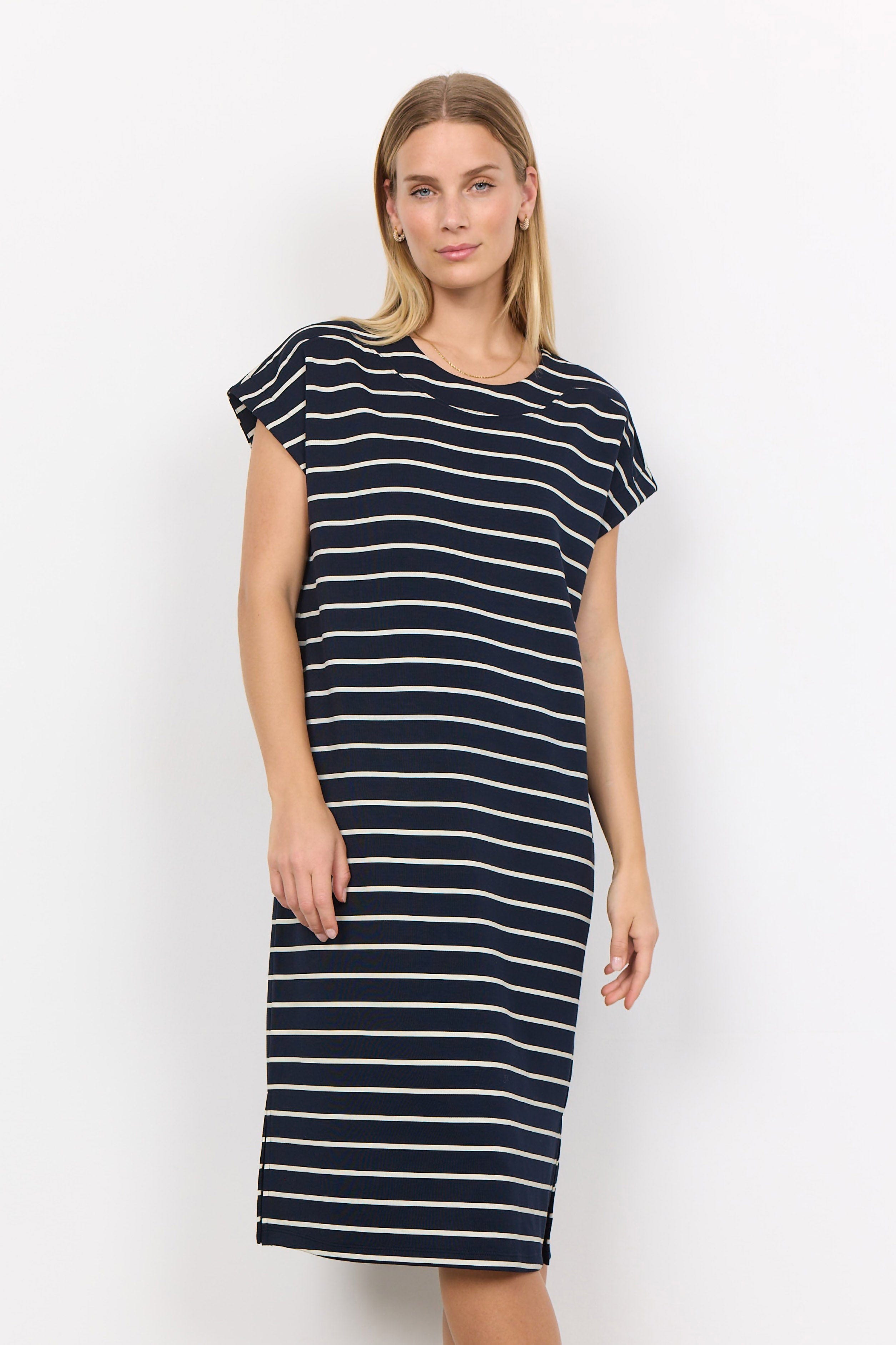 Soya Concept Barni Stripe T-Shirt Dress - Navy Combi