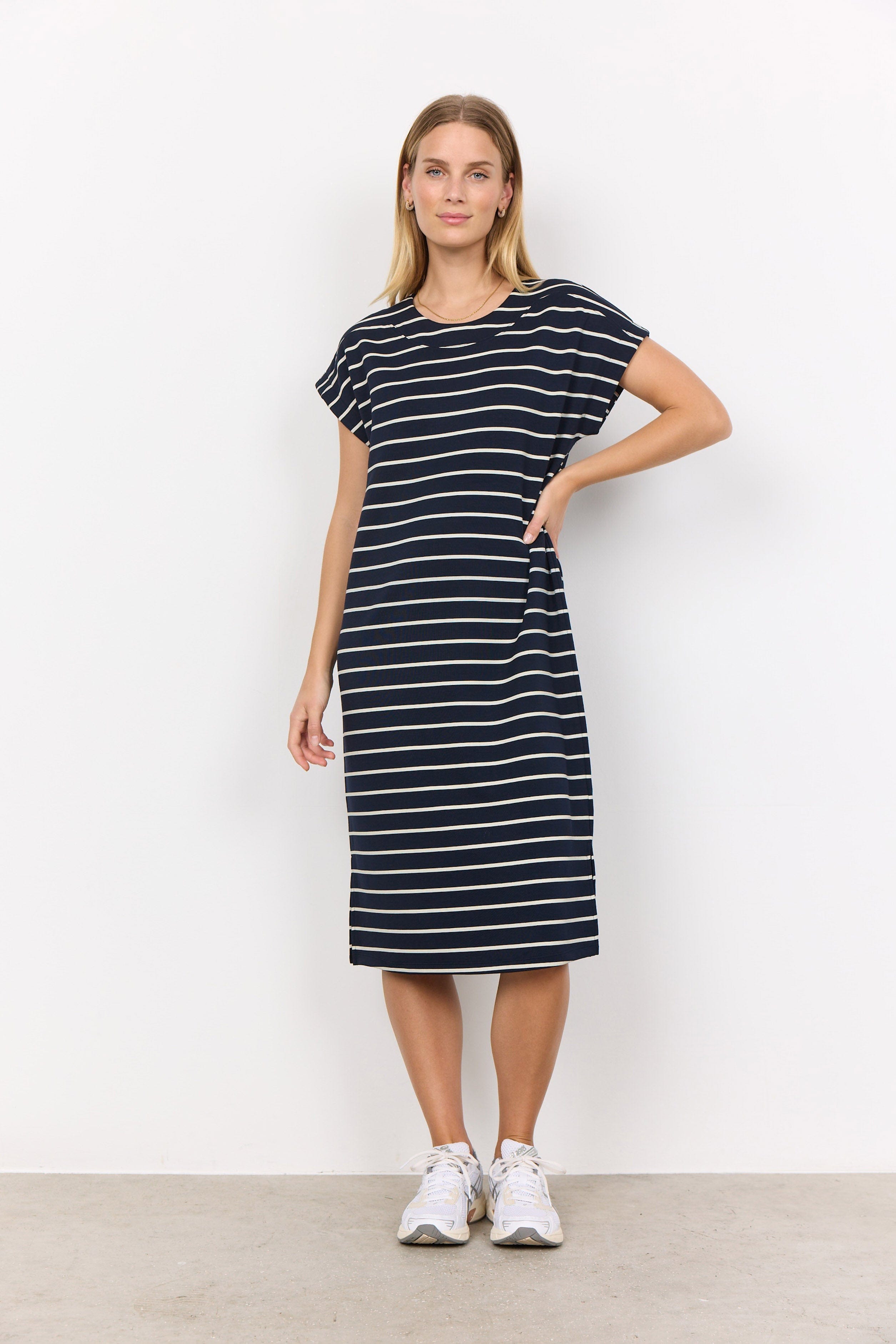 Soya Concept Barni Stripe T-Shirt Dress - Navy Combi
