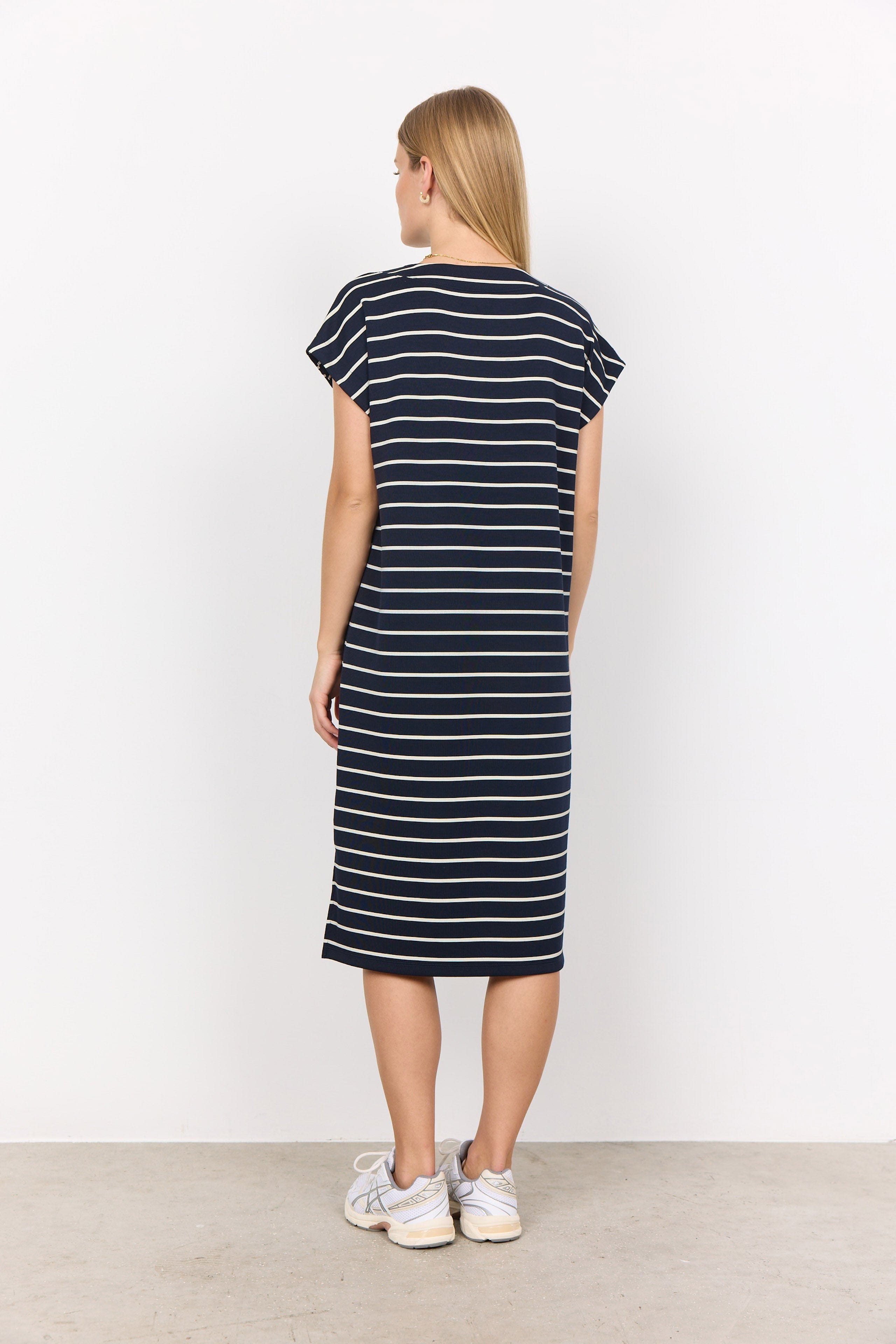 Soya Concept Barni Stripe T-Shirt Dress - Navy Combi